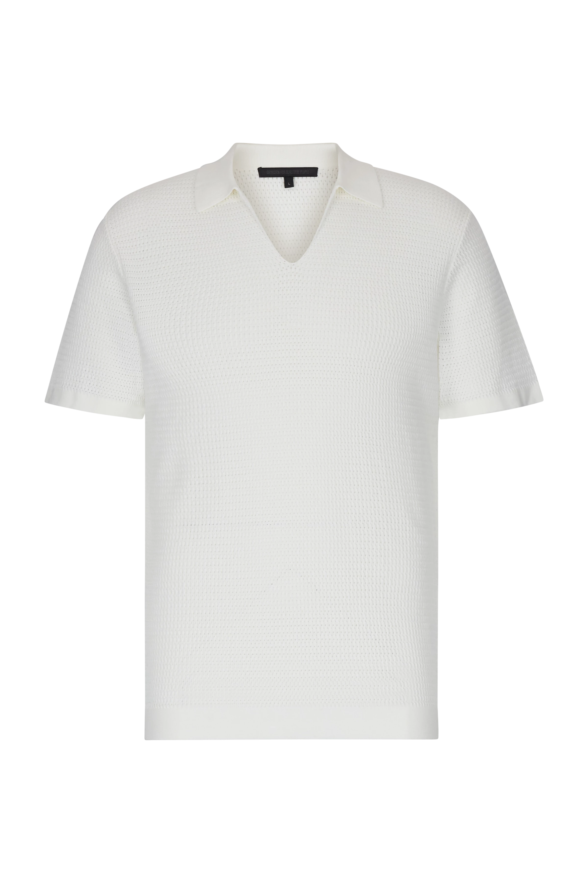 IASPER - Strick Polo ohne Knopfleiste in reiner Baumwolle - Herren - off white - Freisteller Frontansicht