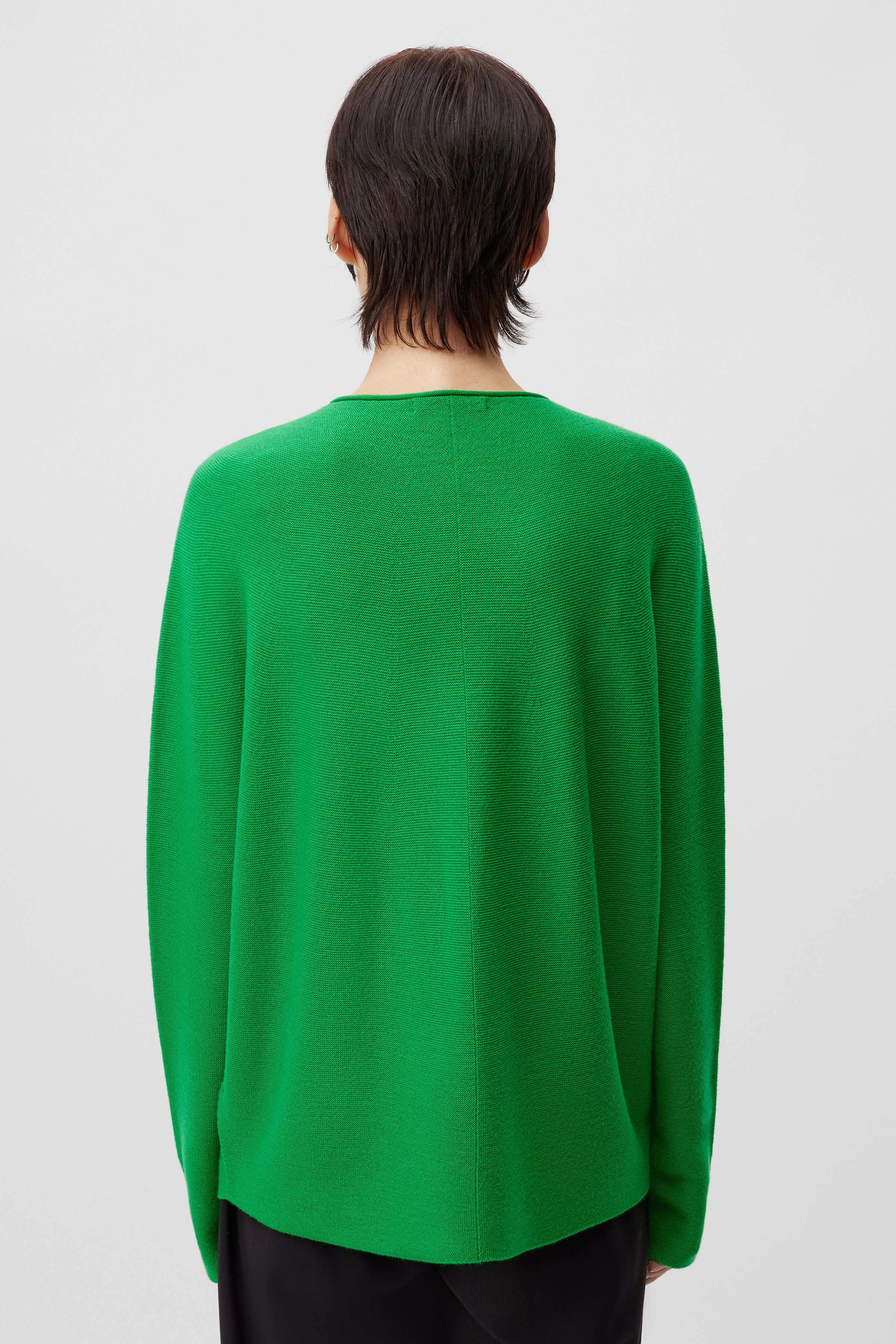 MAILA - Rundhalspullover aus Merinowolle - Damen - grün - Rückansicht