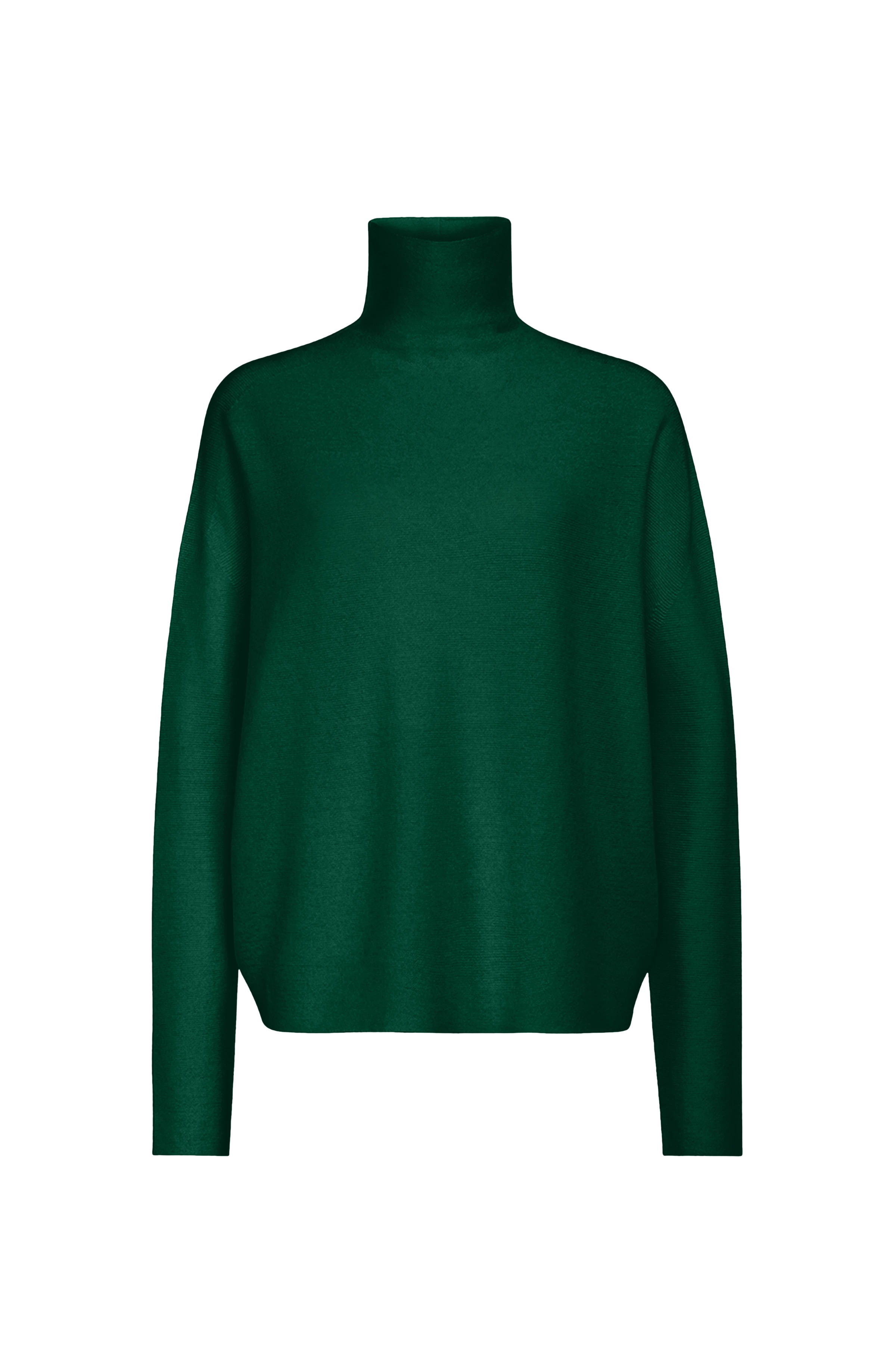 LIORA - Egg-Shape Rollkragenpullover in Merinowolle - Damen - grün - Freisteller Frontansicht