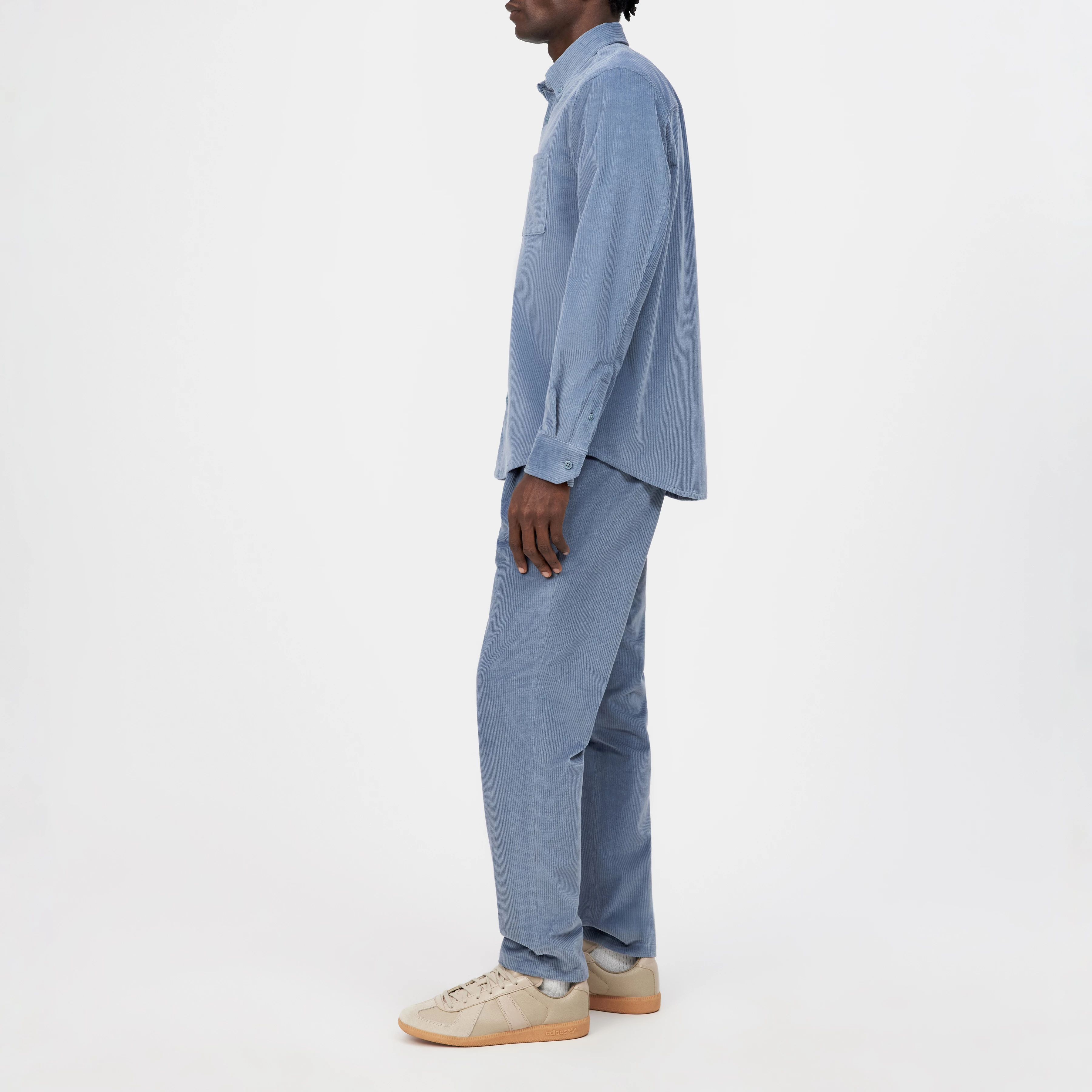 LIET_3 - Button-down shirt in cotton corduroy - men - blue - Seitenansicht