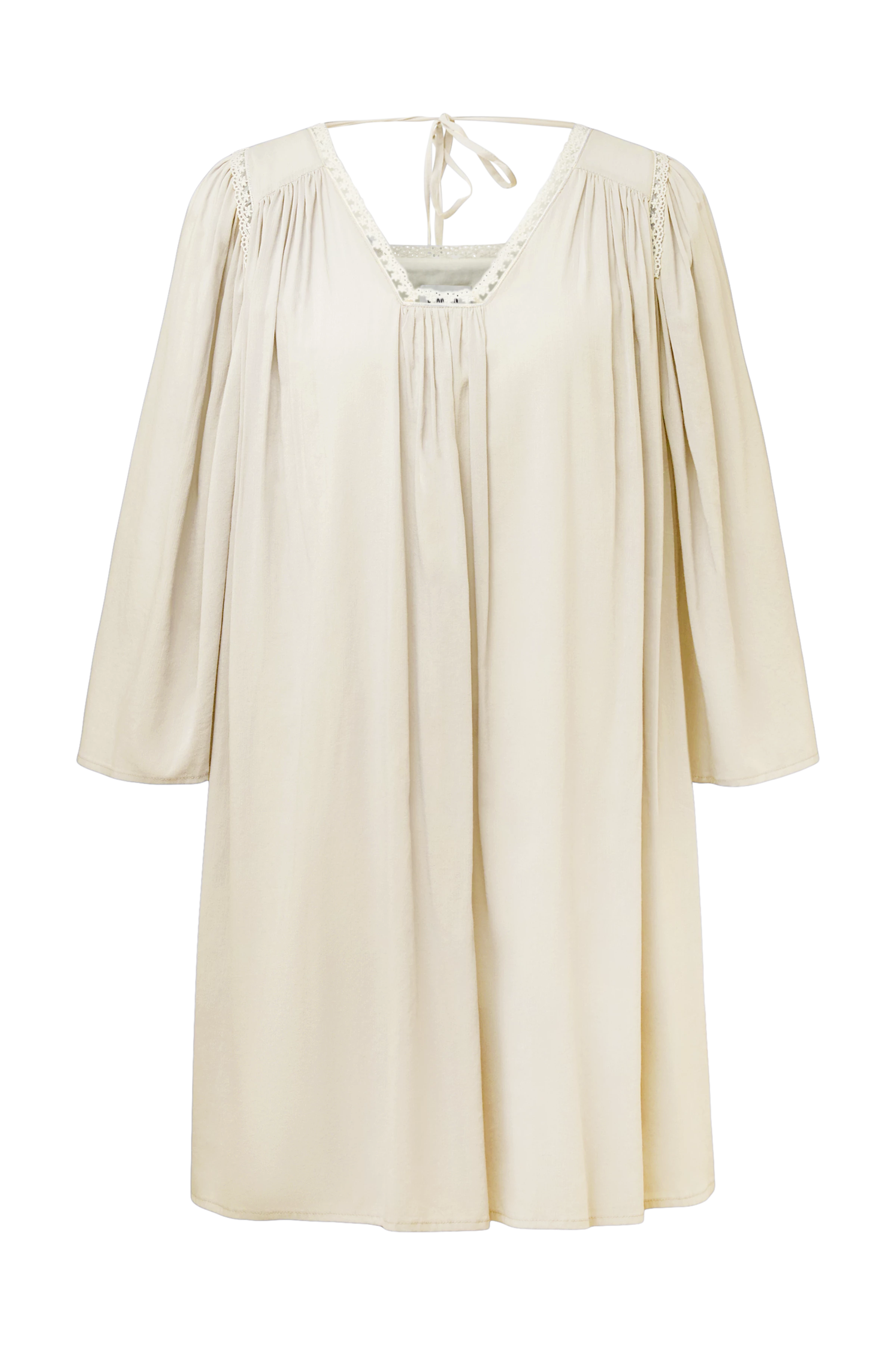VAREEN - Cotton-blend babydoll tunic dress - women - beige - Freisteller Frontansicht
