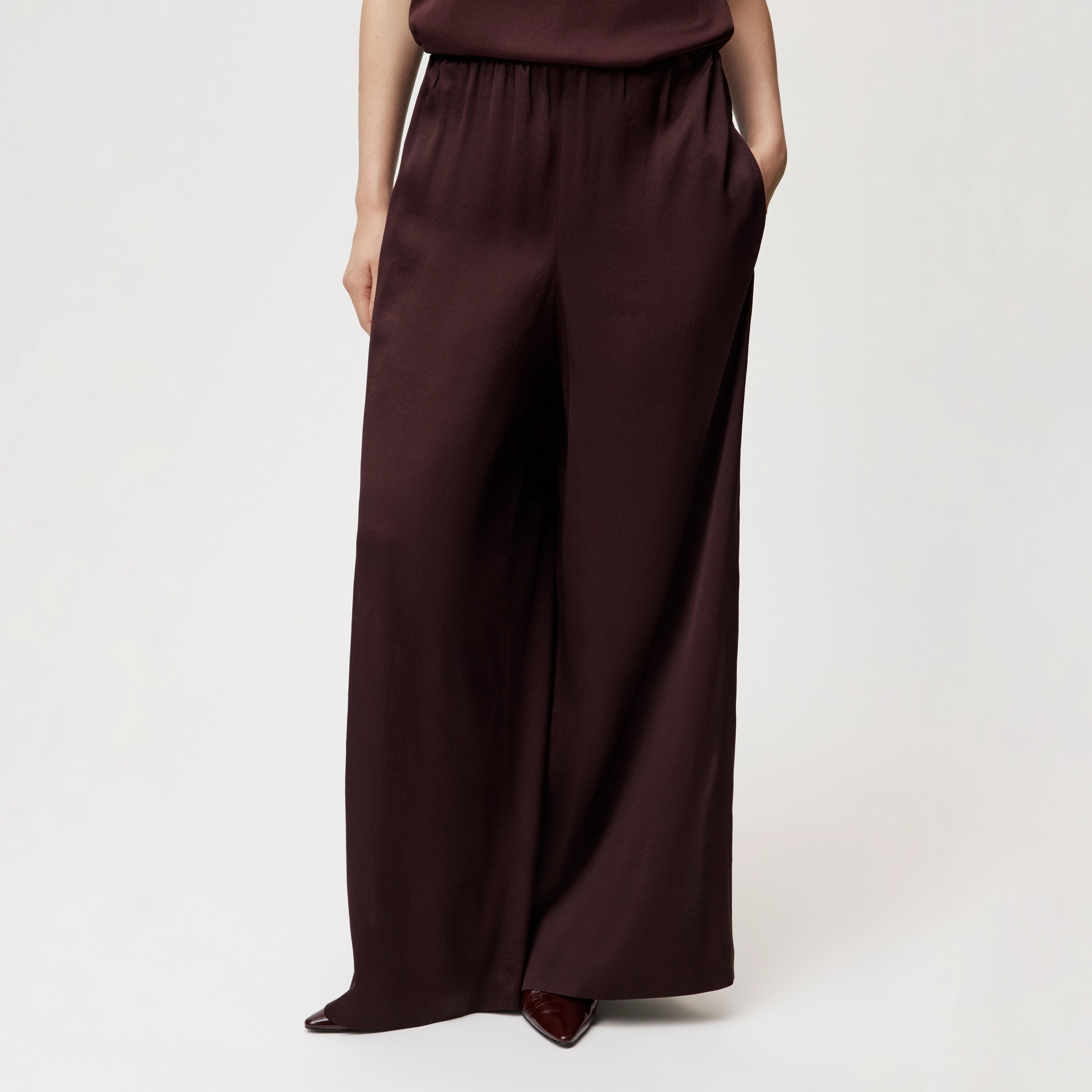 TWEEZER - Weite Hose in Satin - Damen - rot - Frontansicht