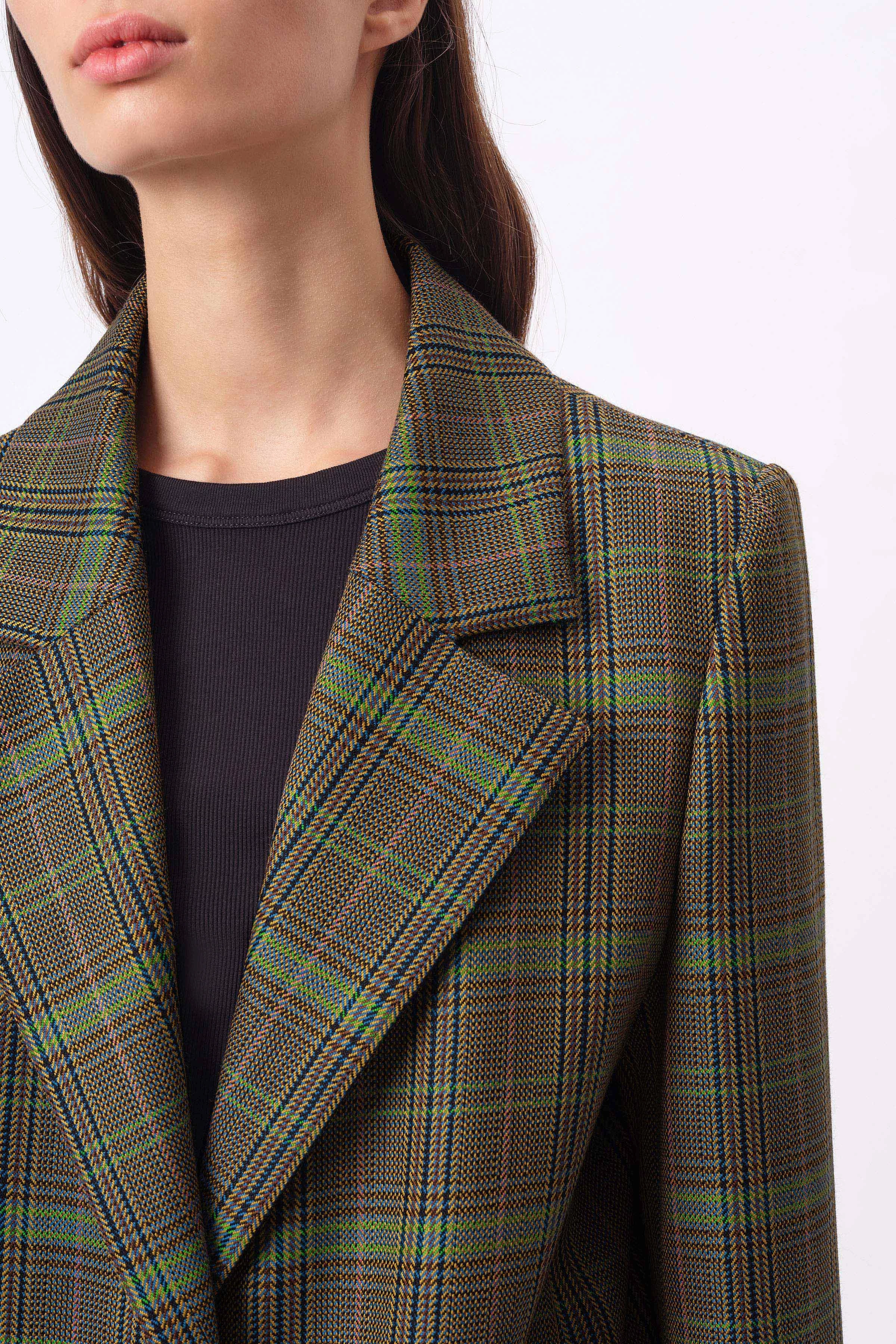 BASCOTE - oversized blazer van scheerwol met ruitmotief - dames - groen - Seitenansicht