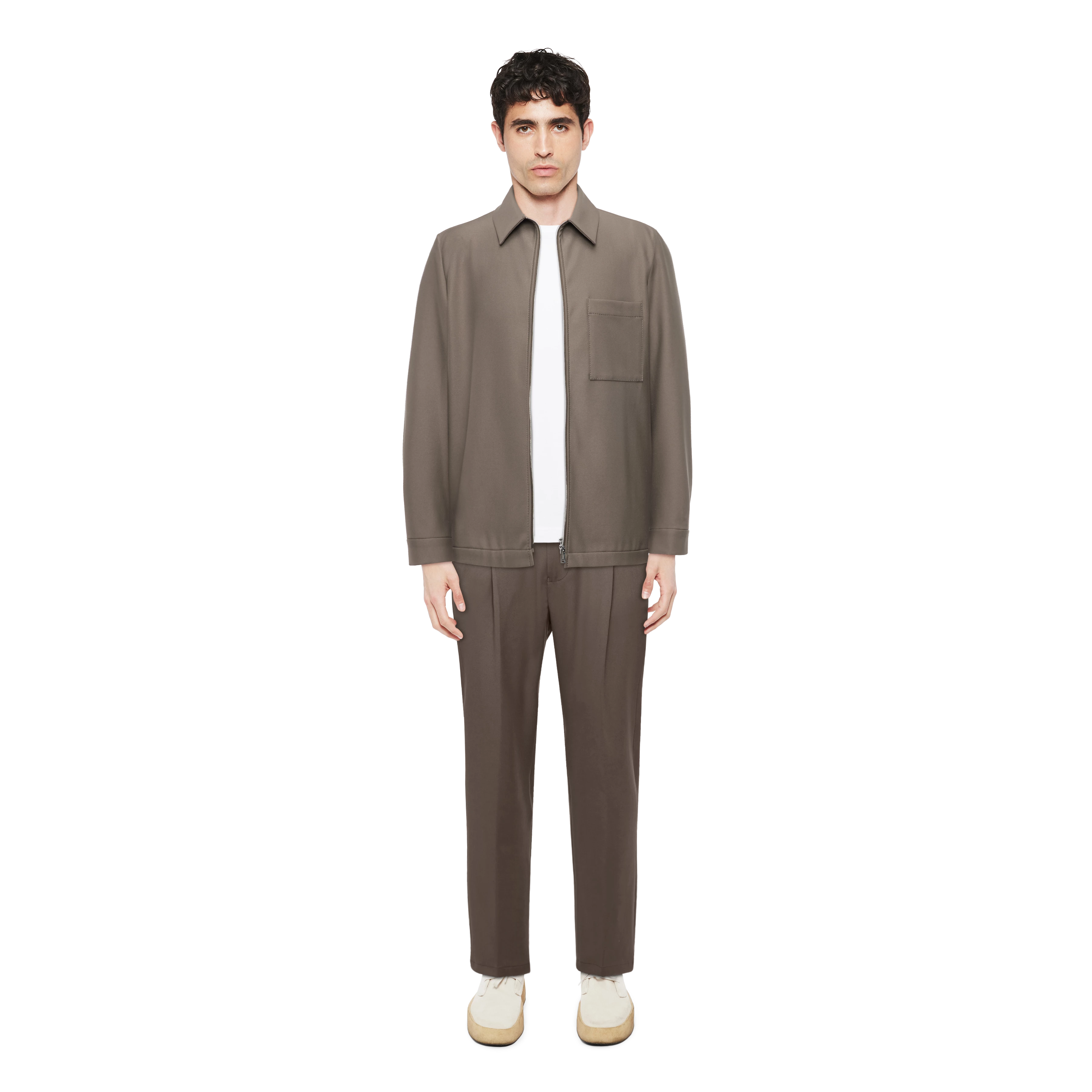 NIKANO - Shirt jacket in heavy satin - men - green - Ganzkörper-Frontansicht