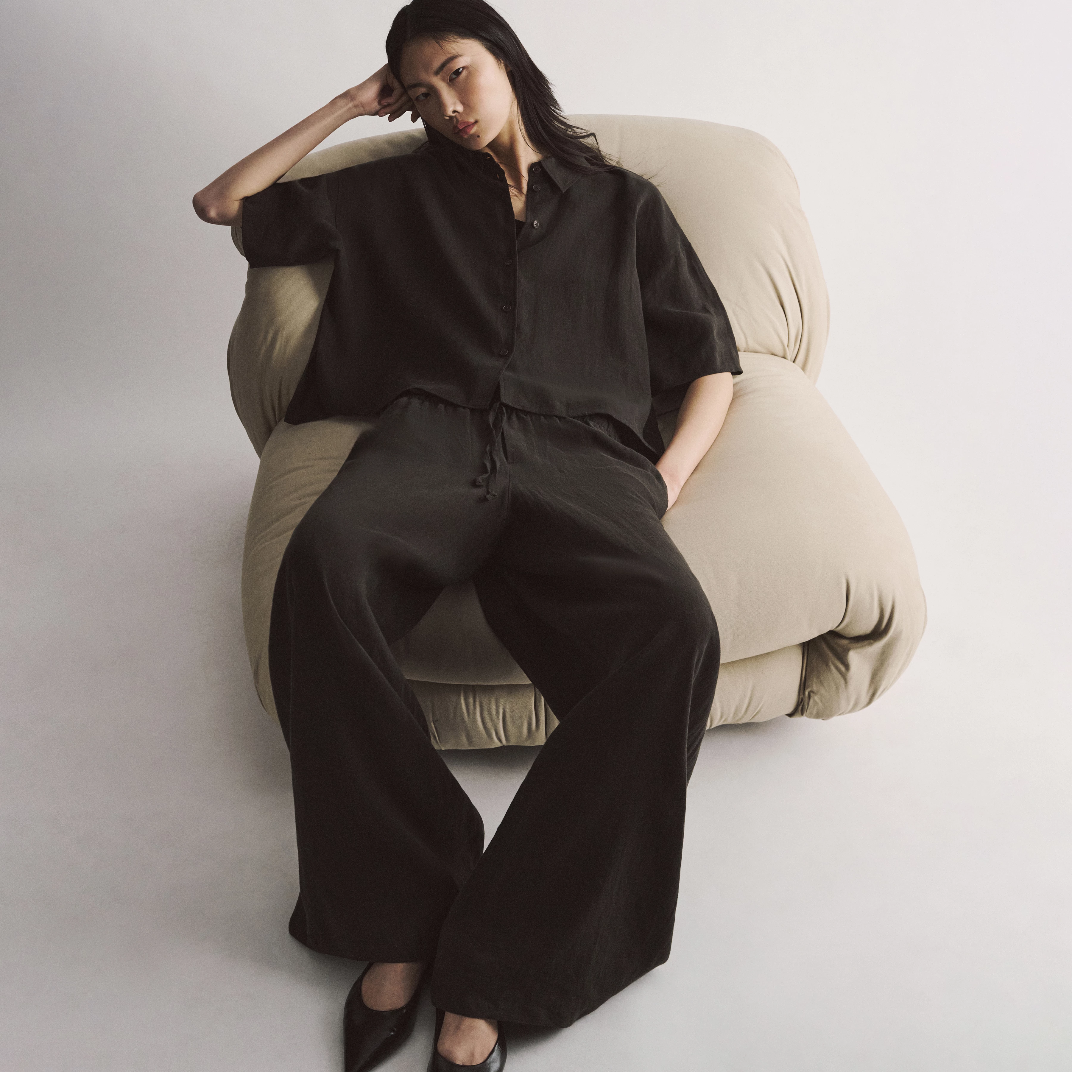 YARIKA - Boxy shirt blouse in linen - women - brown
