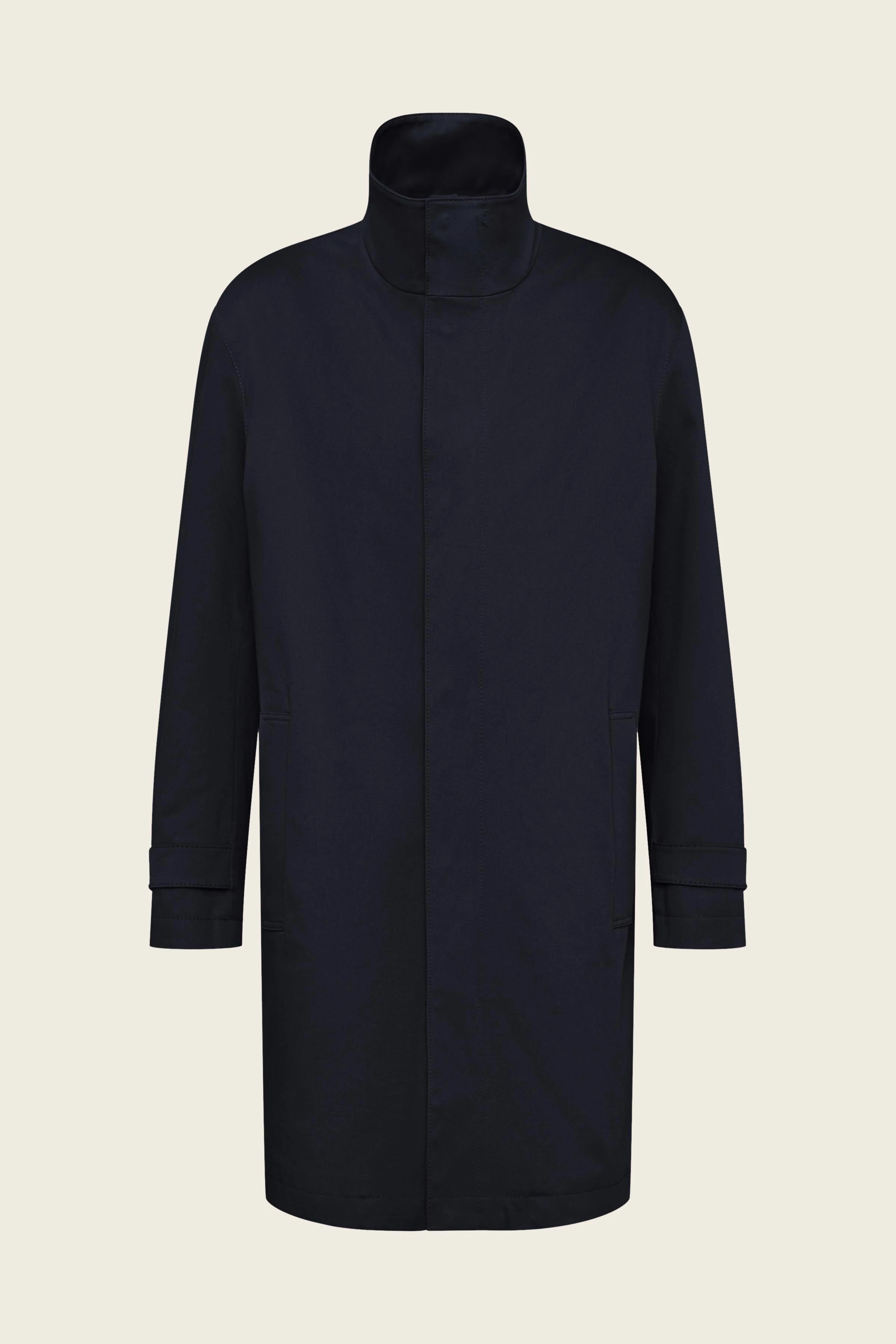 RAUKEN - Katoen keperstof jas met opstaande kraag - heren - blauw - Freisteller Frontansicht