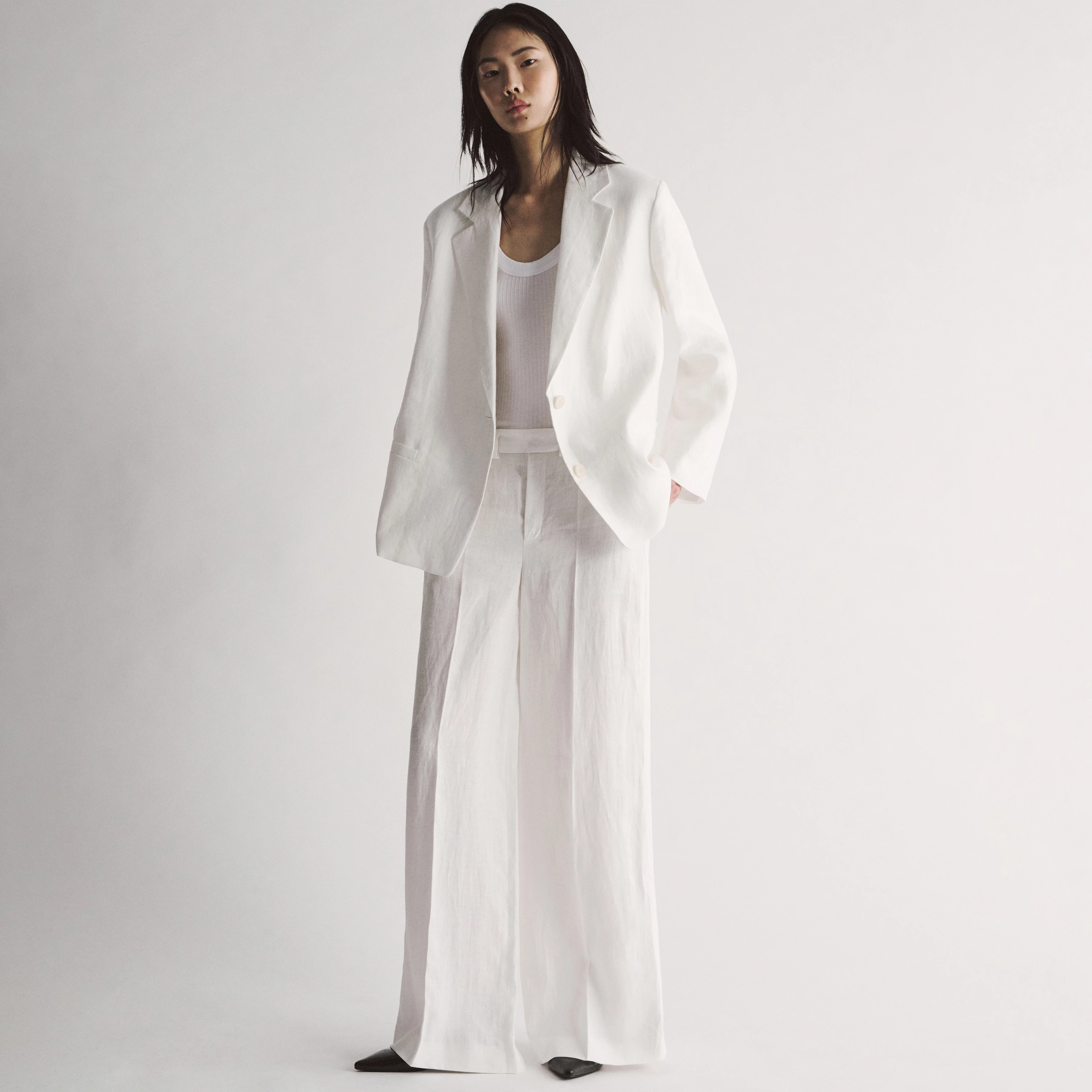 AQUITE - Linen Marlene trousers - women - off white