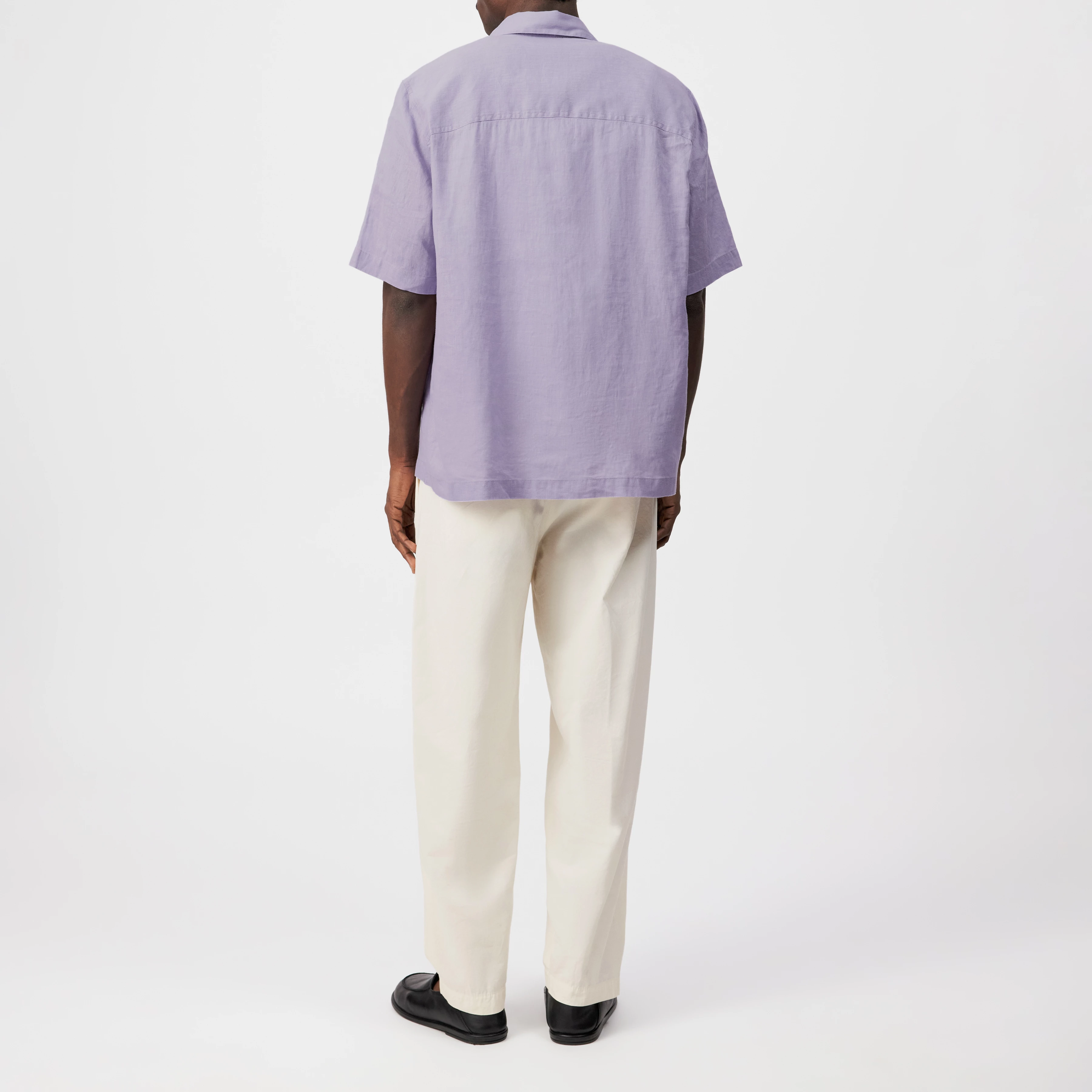 MERYN - Short-sleeve linen blend shirt - men - purple - Rückansicht