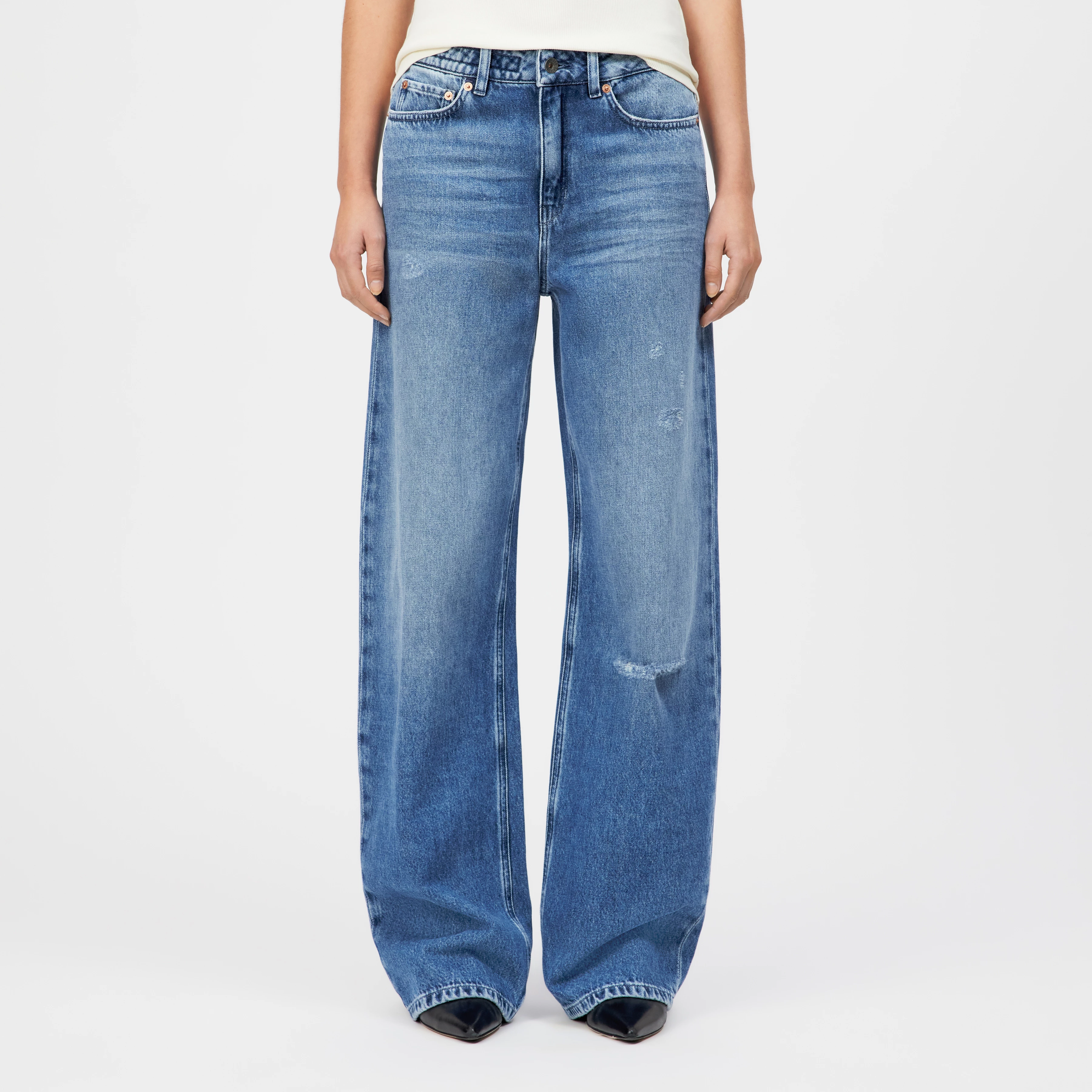 MEDLEY - Mid-Waist Jeans in Mid-Blue Denim - Damen - blau - Frontansicht