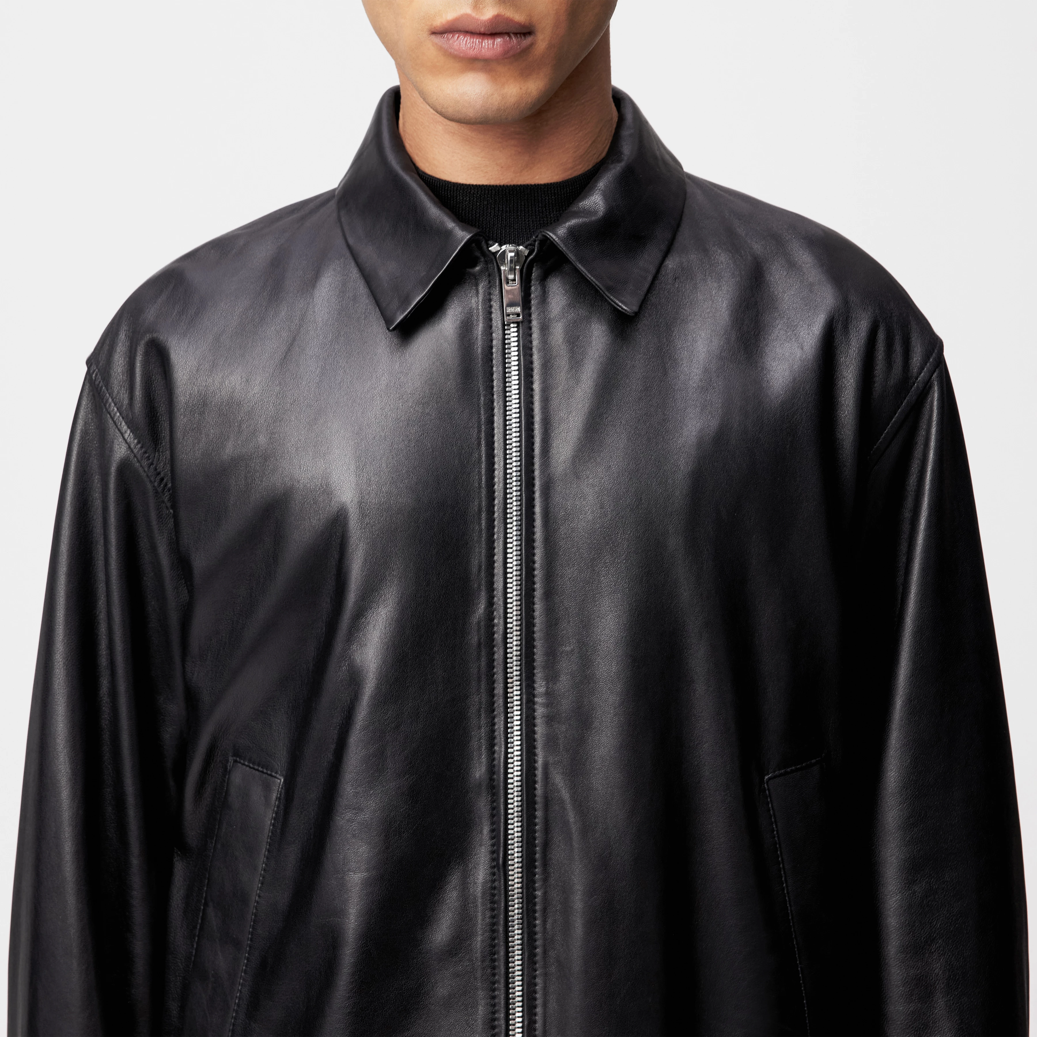 RIKKO - Jacke in Leder - Herren - schwarz - Detailansicht am Model