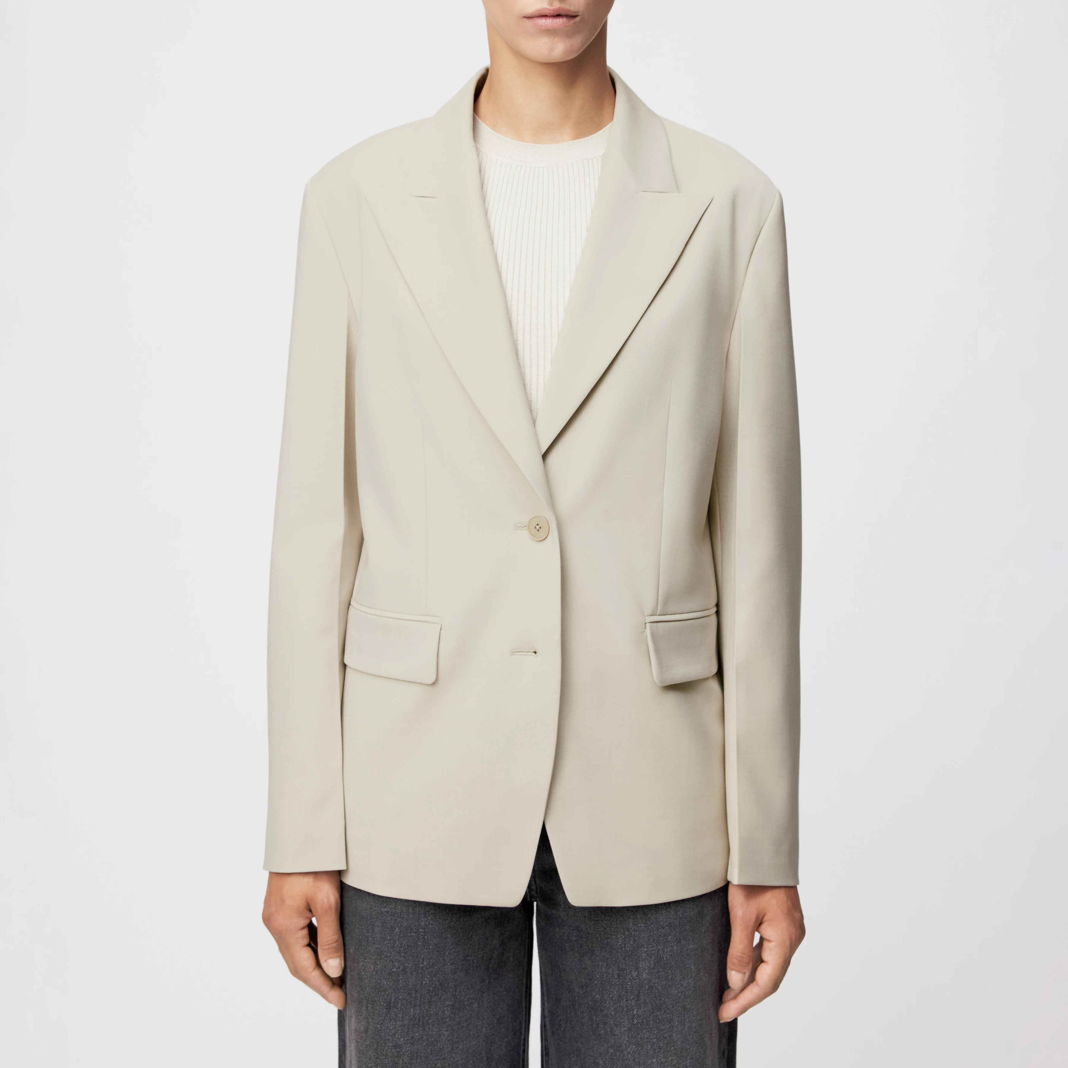 HALLSANDS - Blazer with drop lapel in bi-stretch - women - beige - Frontansicht