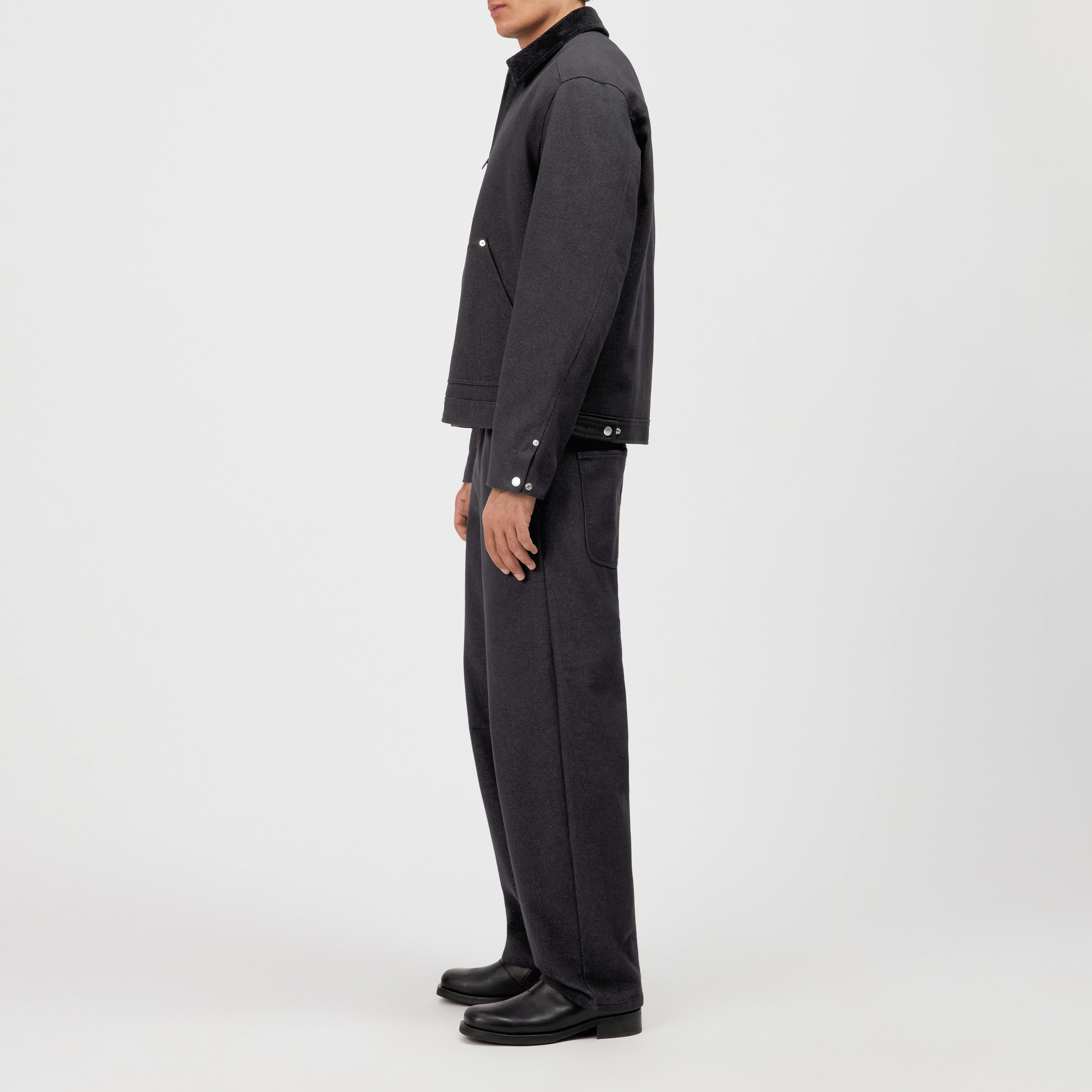 RIKALO_2 - Workwear Jacke mit Kontrastkragen in Regular Fit - Herren - grau - Seitenansicht