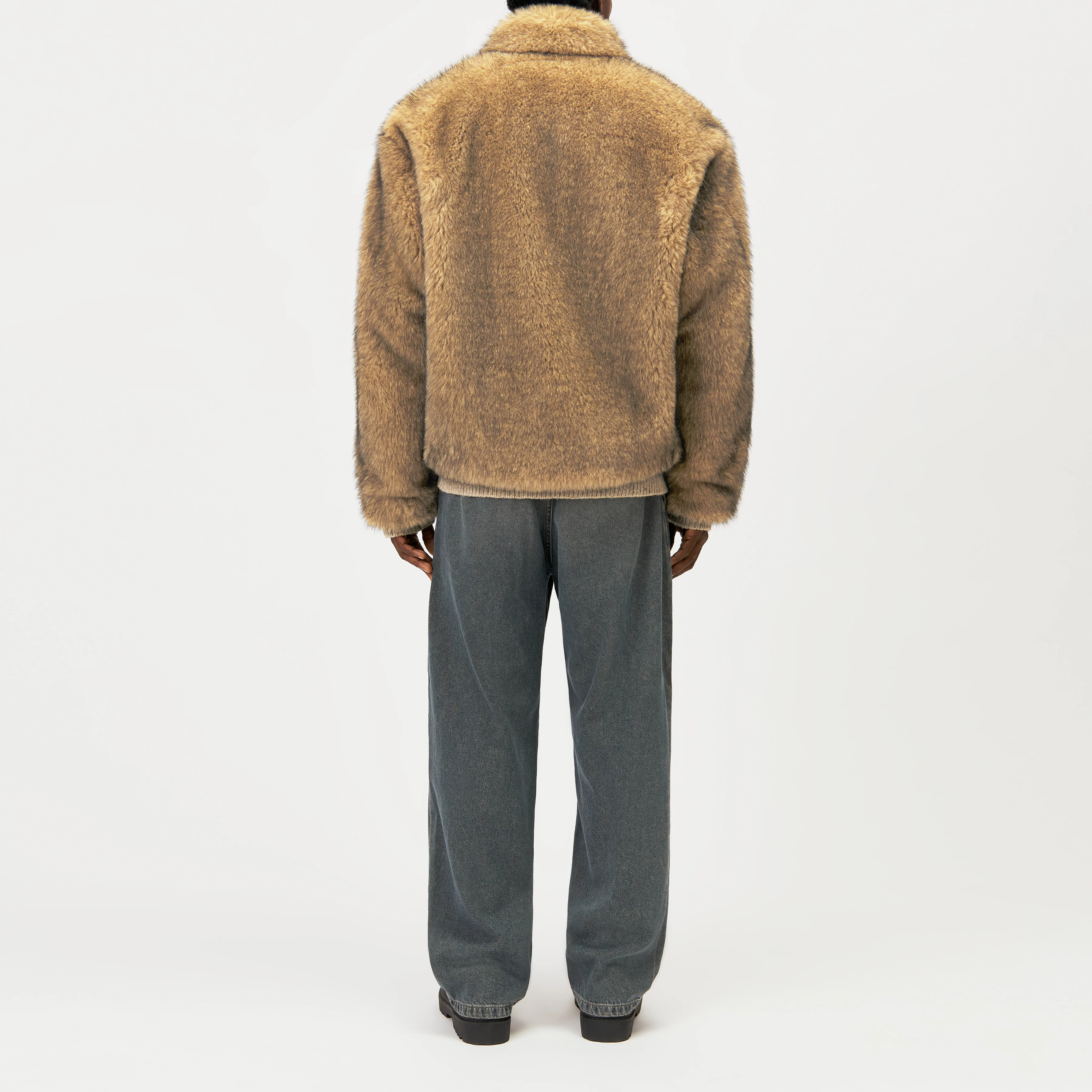 RIKKO_F - Relaxed fit faux fur jacket - men - brown - Rückansicht