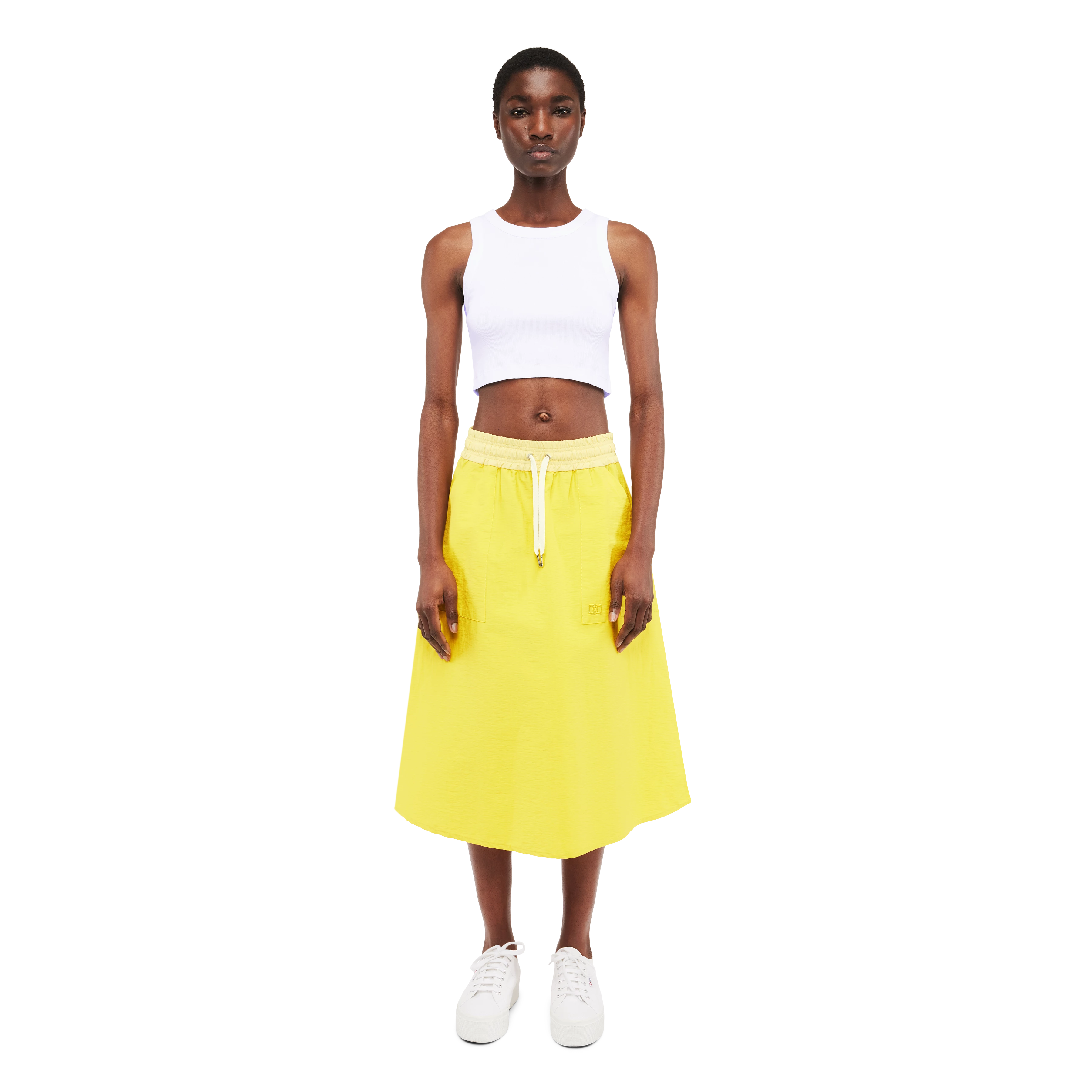 DAFREE_2 - Sporty skirt in blended cotton - women - yellow - Ganzkörper-Frontansicht