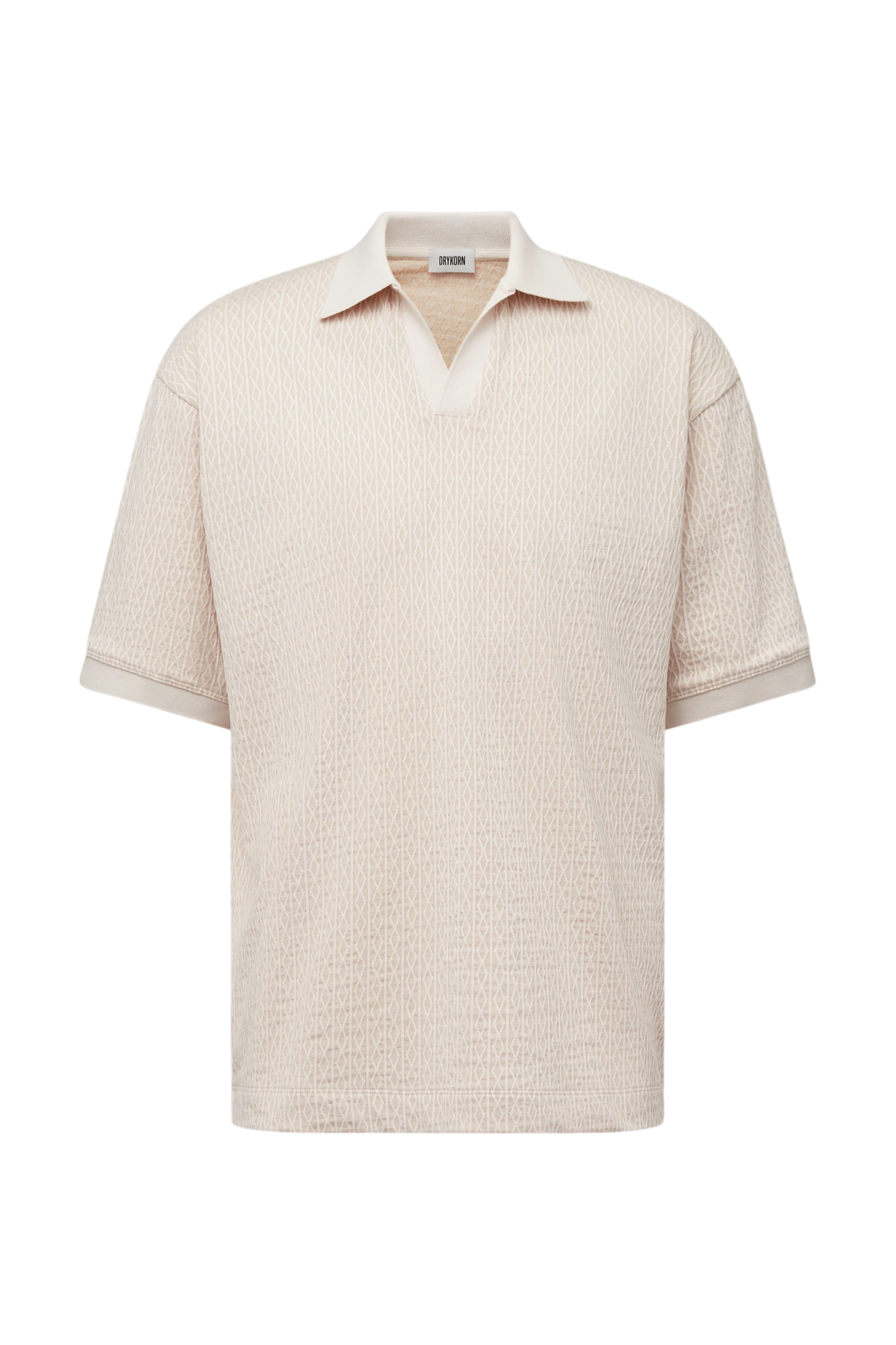 ACAYO - Relaxed fit polo with jacquard texture - men - beige - Freisteller Frontansicht