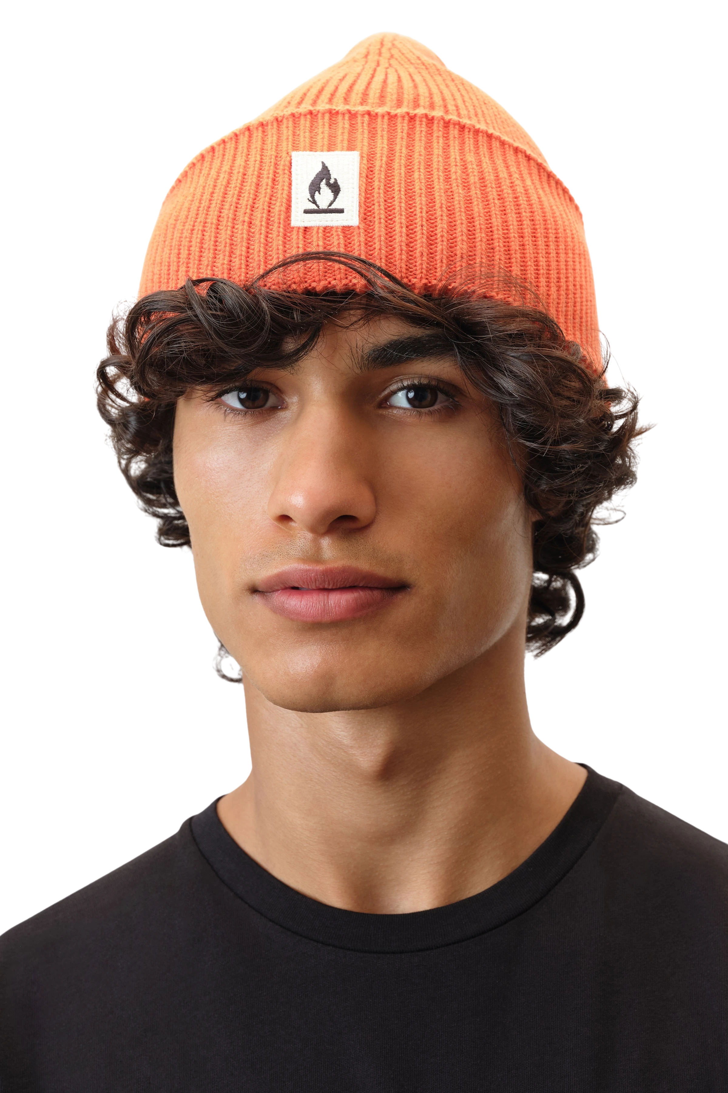 LOAH_2 - Beanie in Baumwoll-Mix - Unisex - orange - Frontansicht