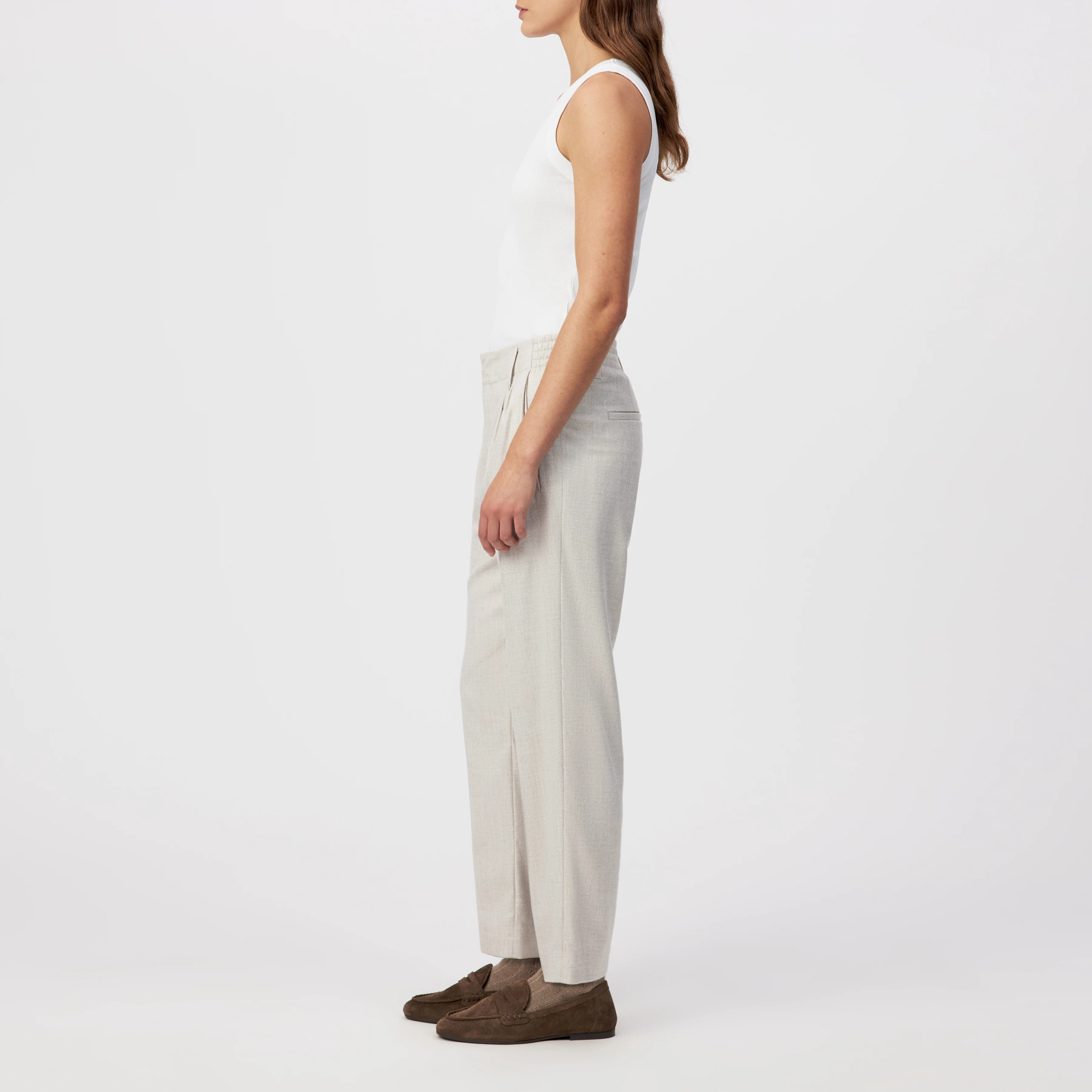 DISPATCH_0 - Pleated trousers in soft flannel - women - beige - Seitenansicht