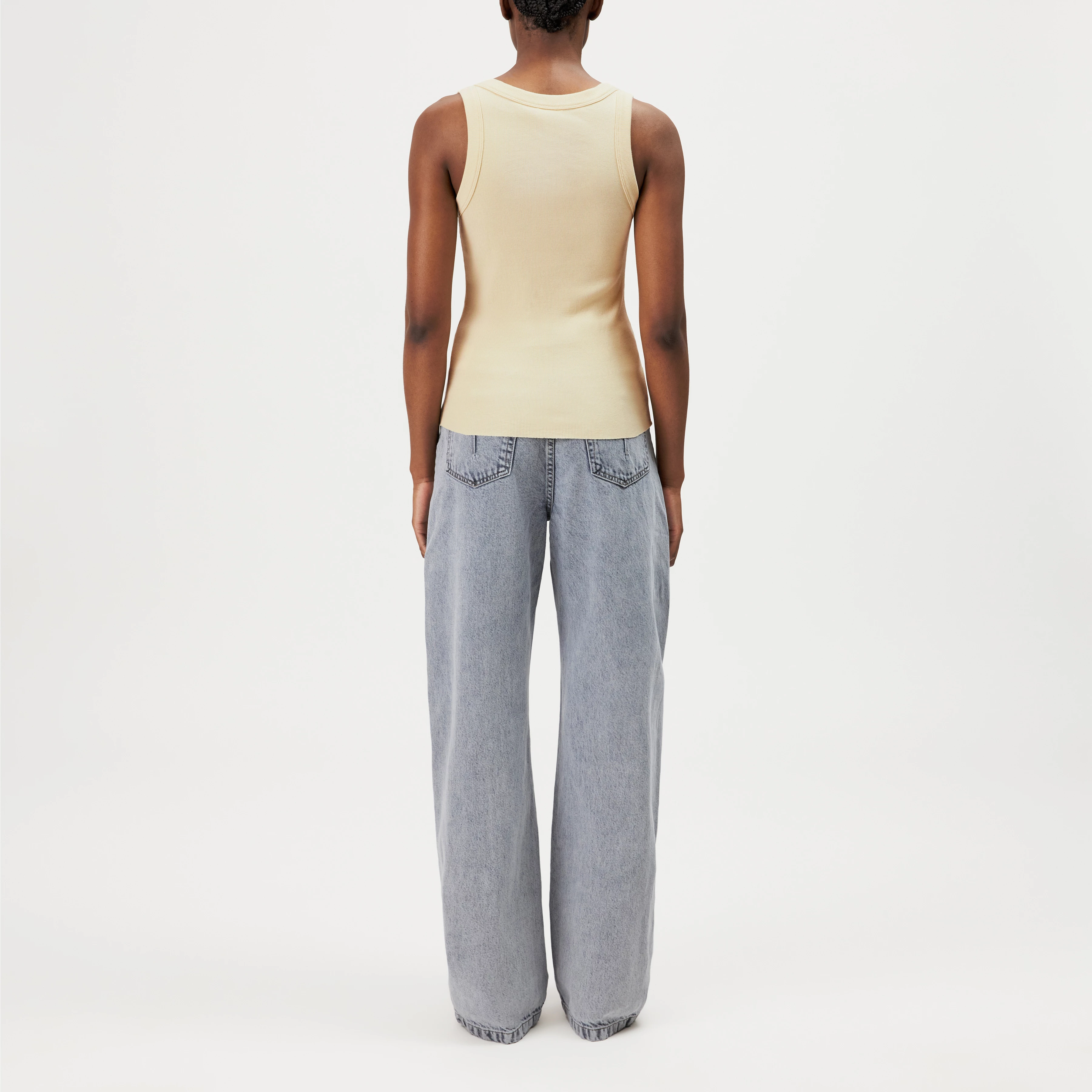 TAVIRA - Ribbed tank top with feminine round neckline - women - yellow - Rückansicht