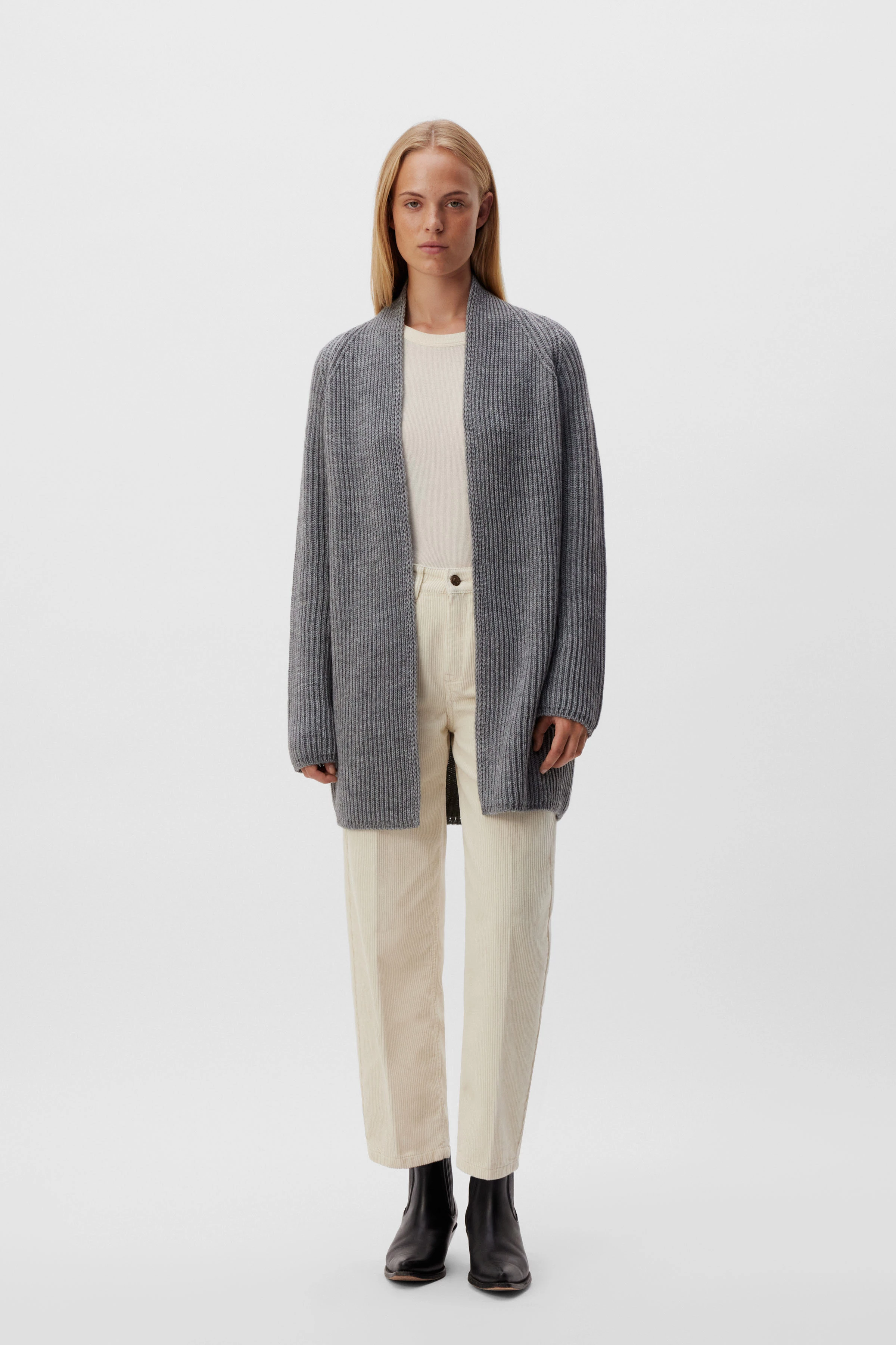 BLUMA - vest van wol-alpaca mix - dames - grijs - Ganzkörper-Frontansicht