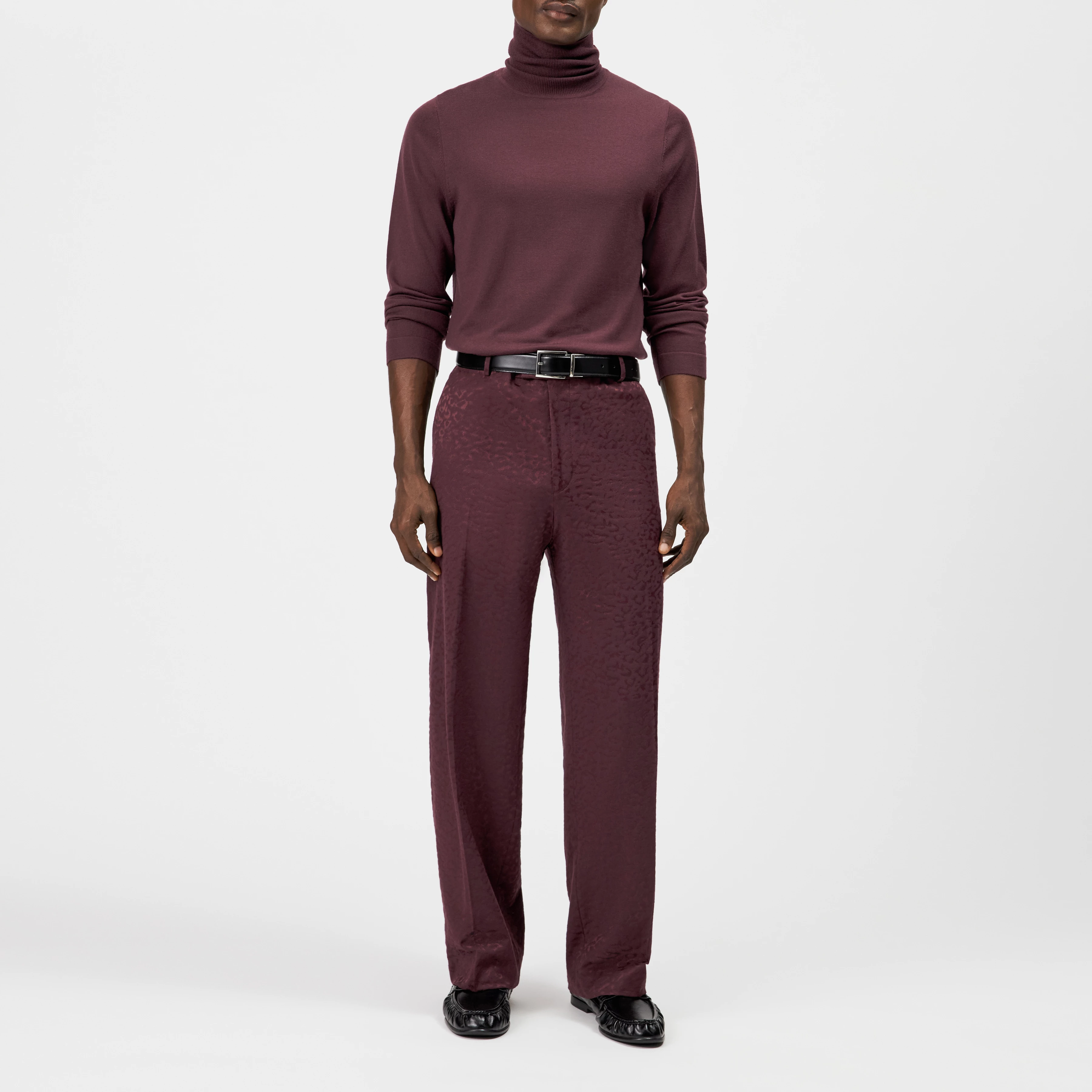 JOEY - Turtleneck jumper in 100% merino wool - men - red - Ganzkörper-Frontansicht