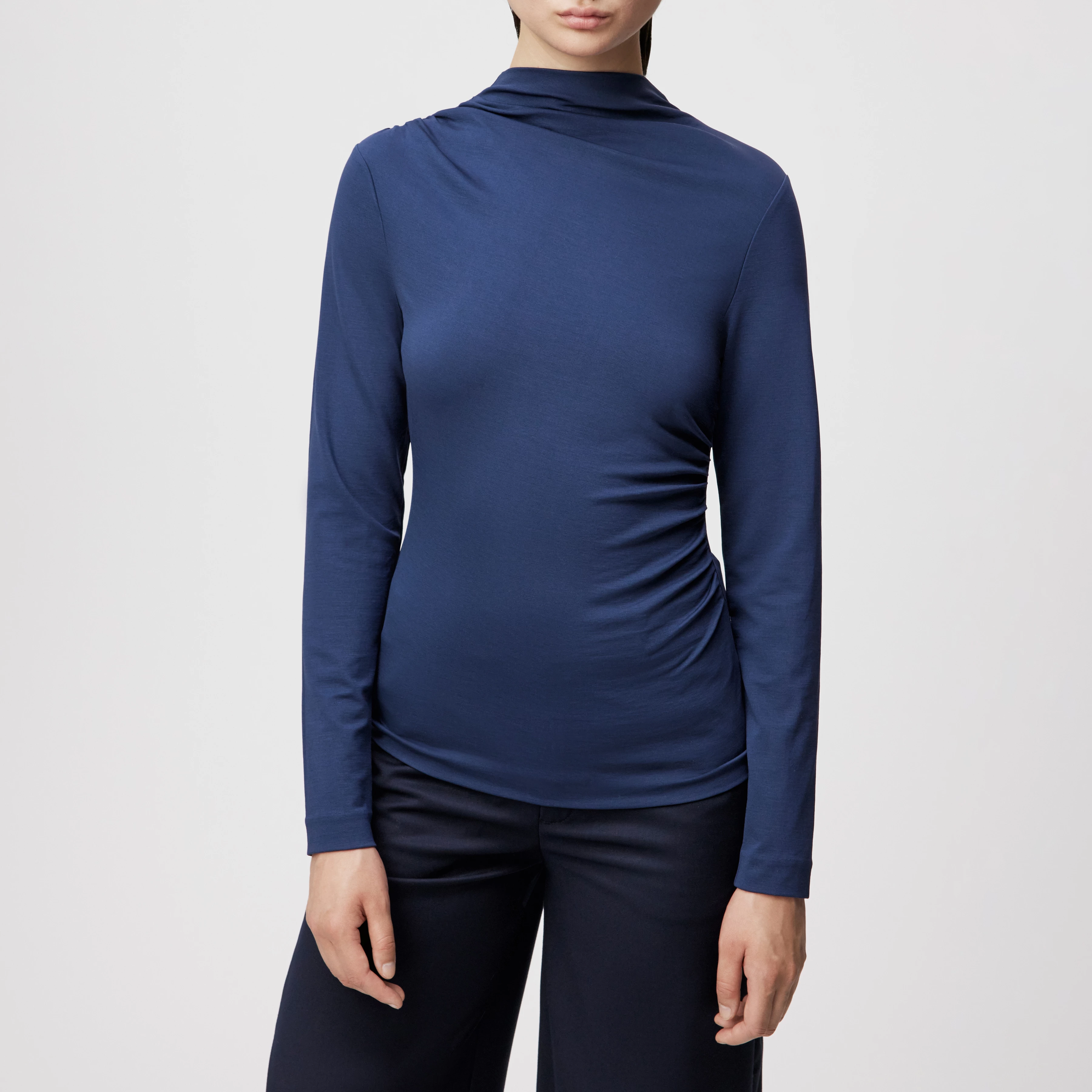 TIRY - Longsleeve in Lyocell-Mix - Damen - blau - Frontansicht