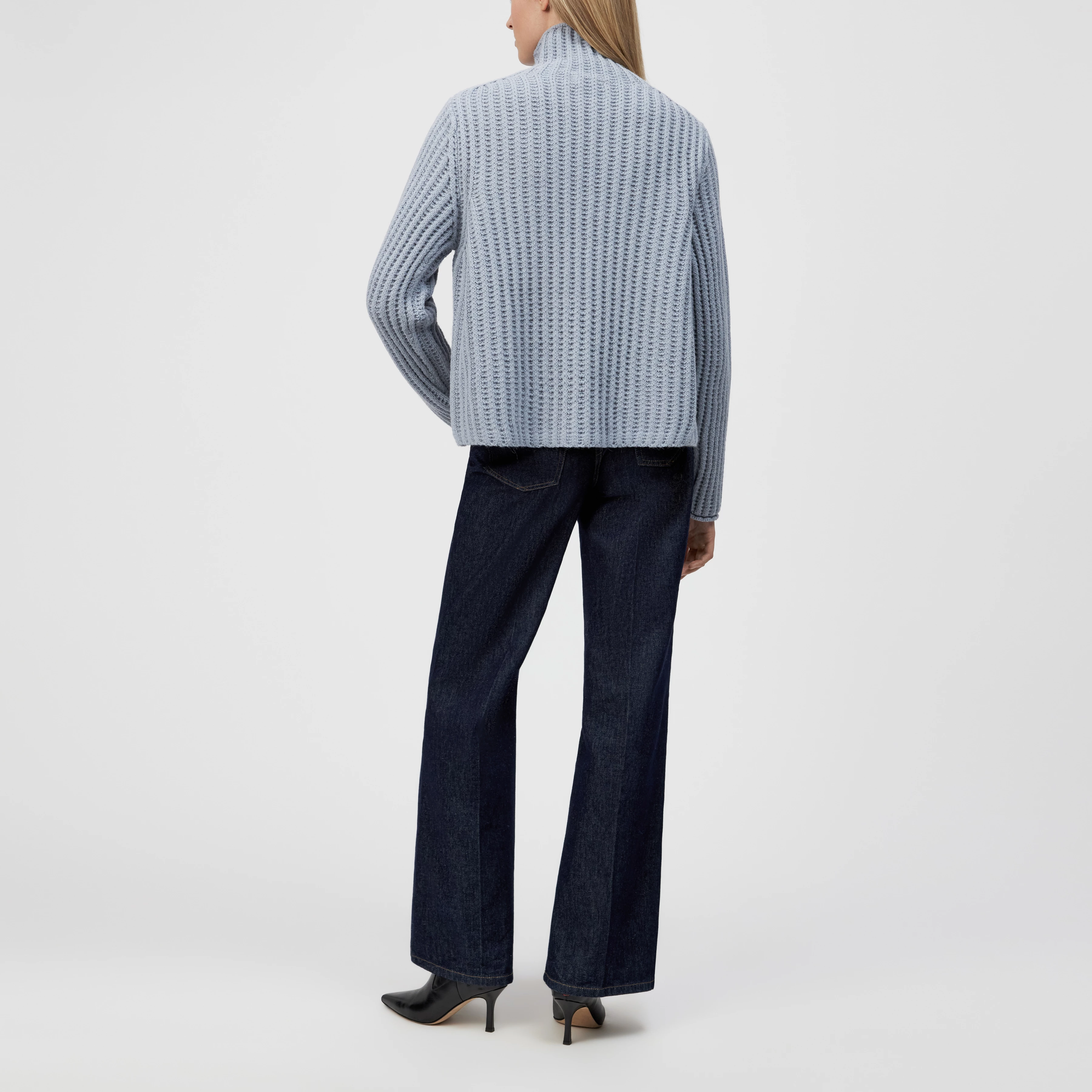 VARISA - Turtleneck jumper in wool and alpaca blend - women - blue - Rückansicht