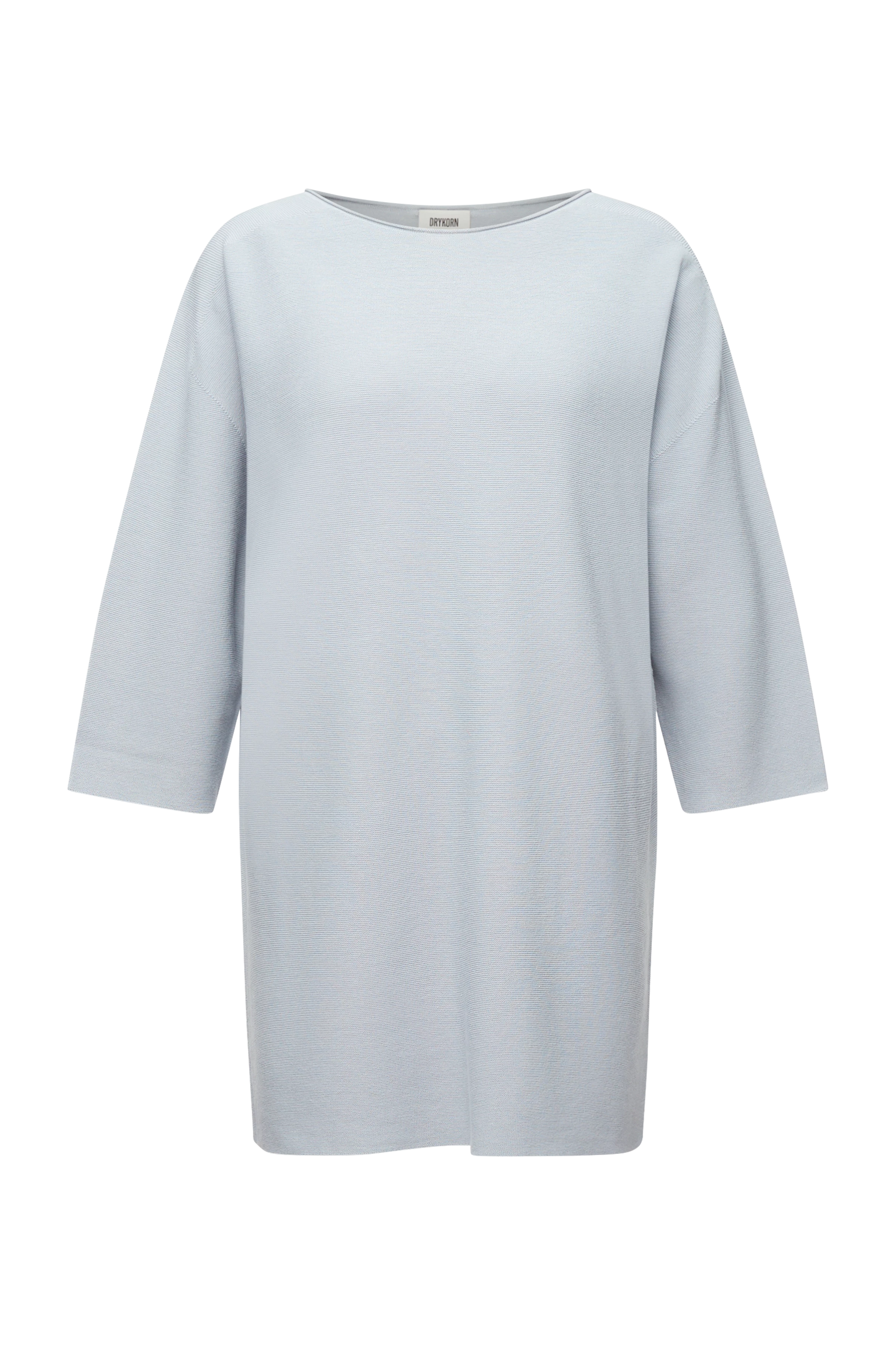 KADYRA_2 - Mini dress with 7/8 length sleeves in cotton crêpe - women - blue - Freisteller Frontansicht