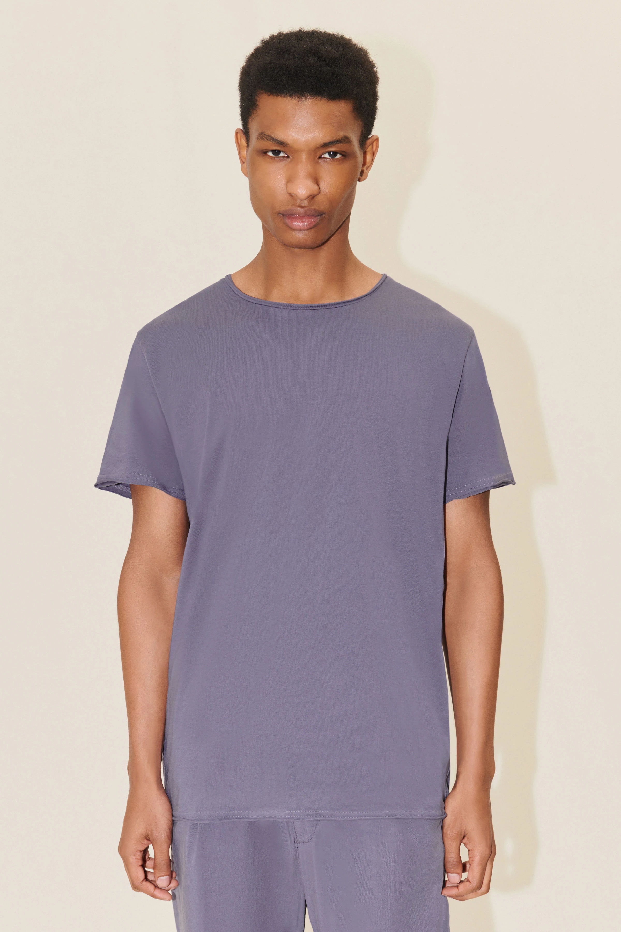 KENDRICK - Loose cotton T-shirt - men - purple - Frontansicht