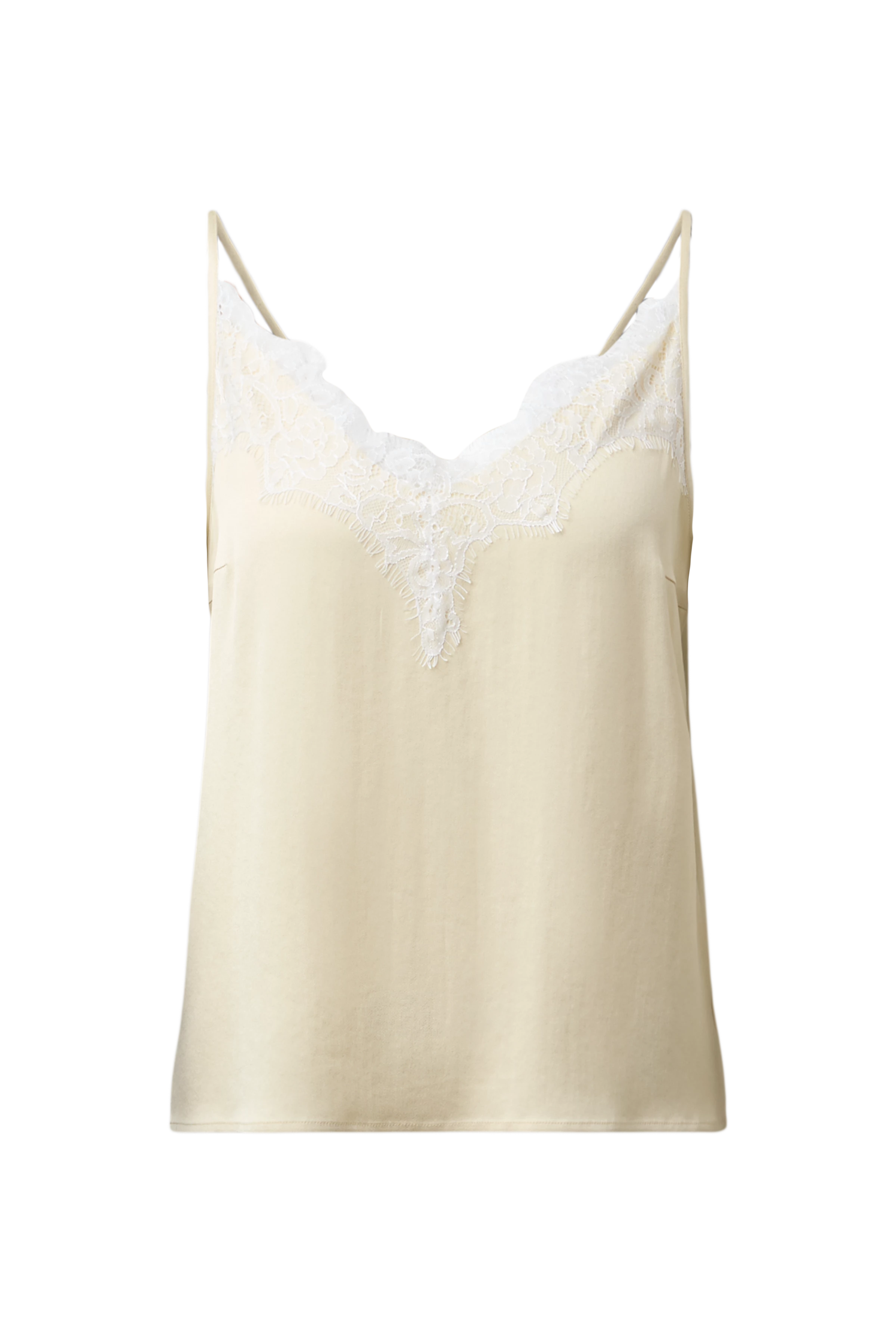GIONA - V-neck camisole with lace insert - women - yellow - Freisteller Frontansicht