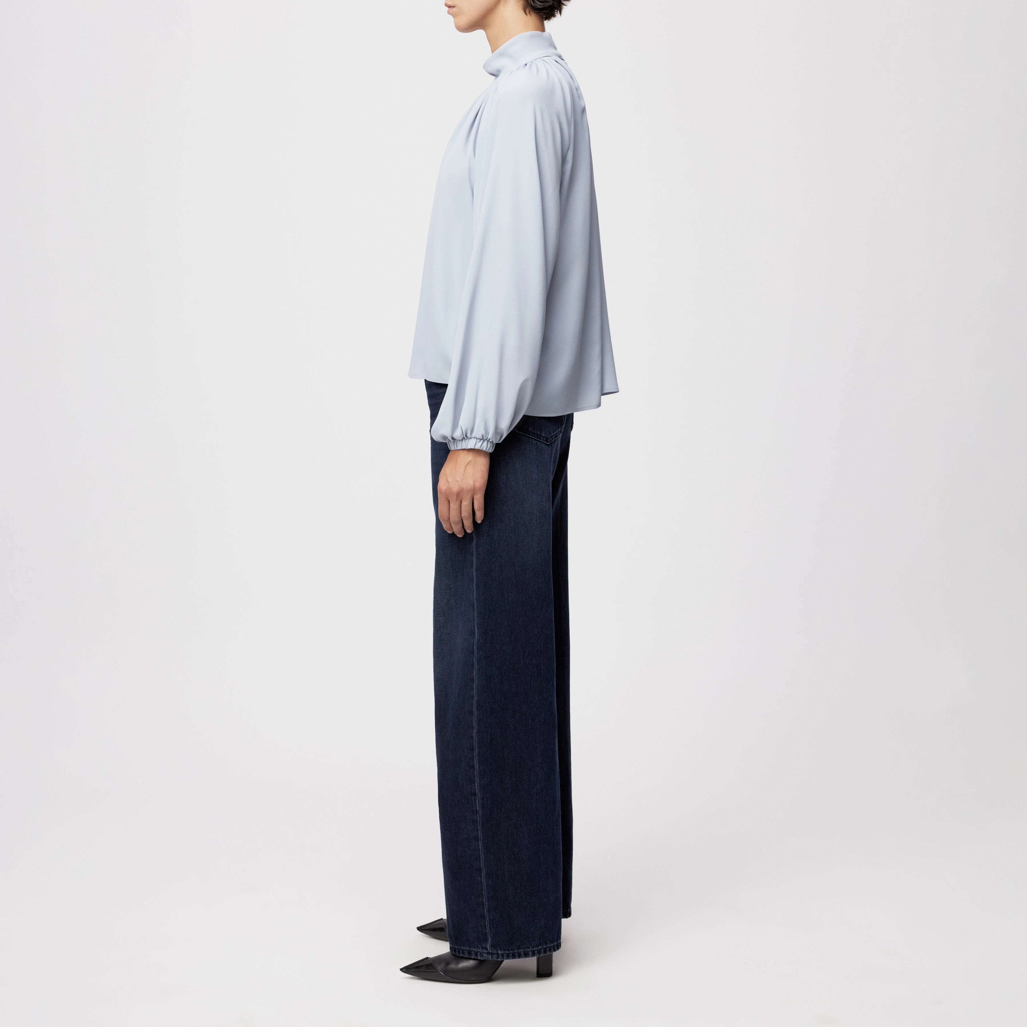 DUMONDA - Boho-Bluse in Seiden-Mix - Damen - blau - Seitenansicht