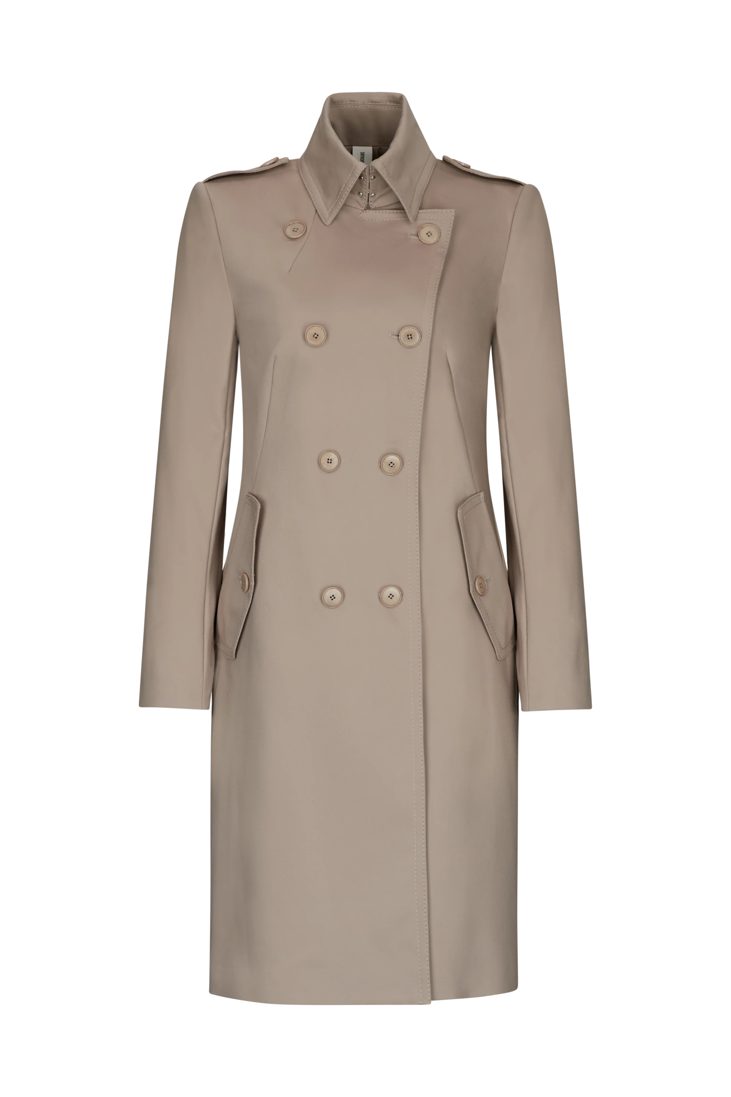 HARLESTON - Uniformmantel in Technostretch-Satin - Damen - beige - Freisteller Frontansicht