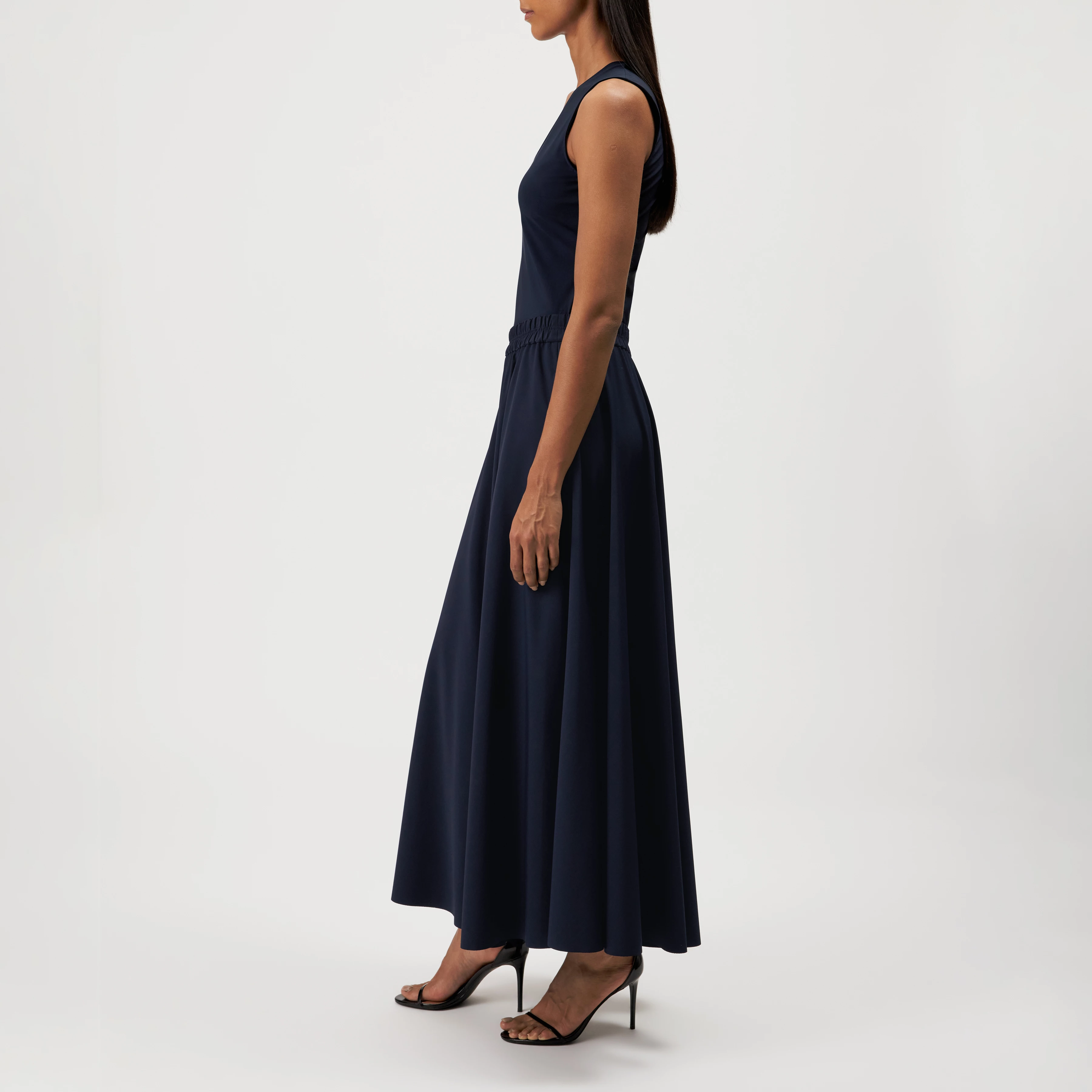 QERIME - Jupe évasée en jersey - women - bleu - Seitenansicht
