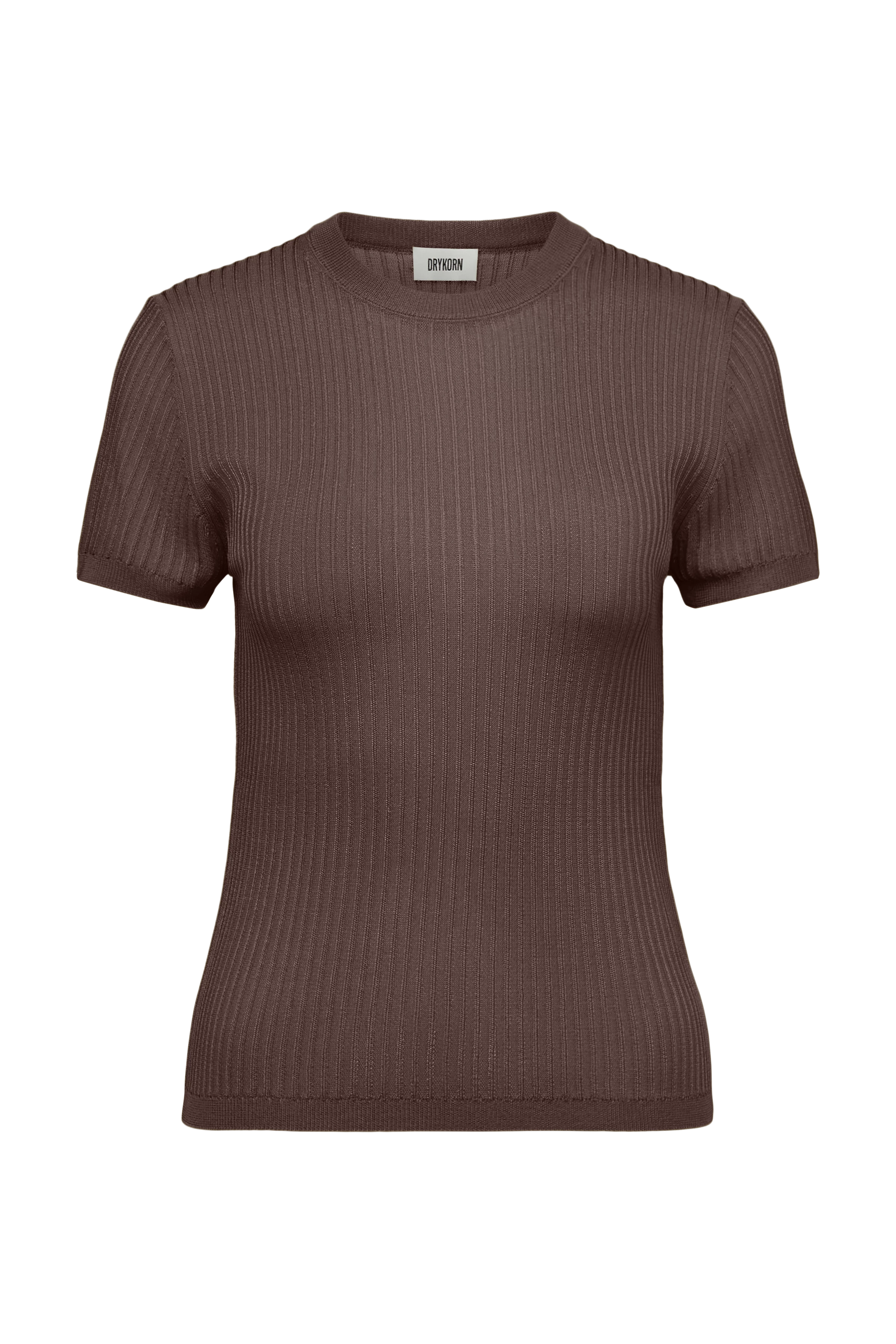 MOGLINI_2 - Crew Neck Knit T-Shirt with Ribbed Texture - women - brown - Freisteller Frontansicht