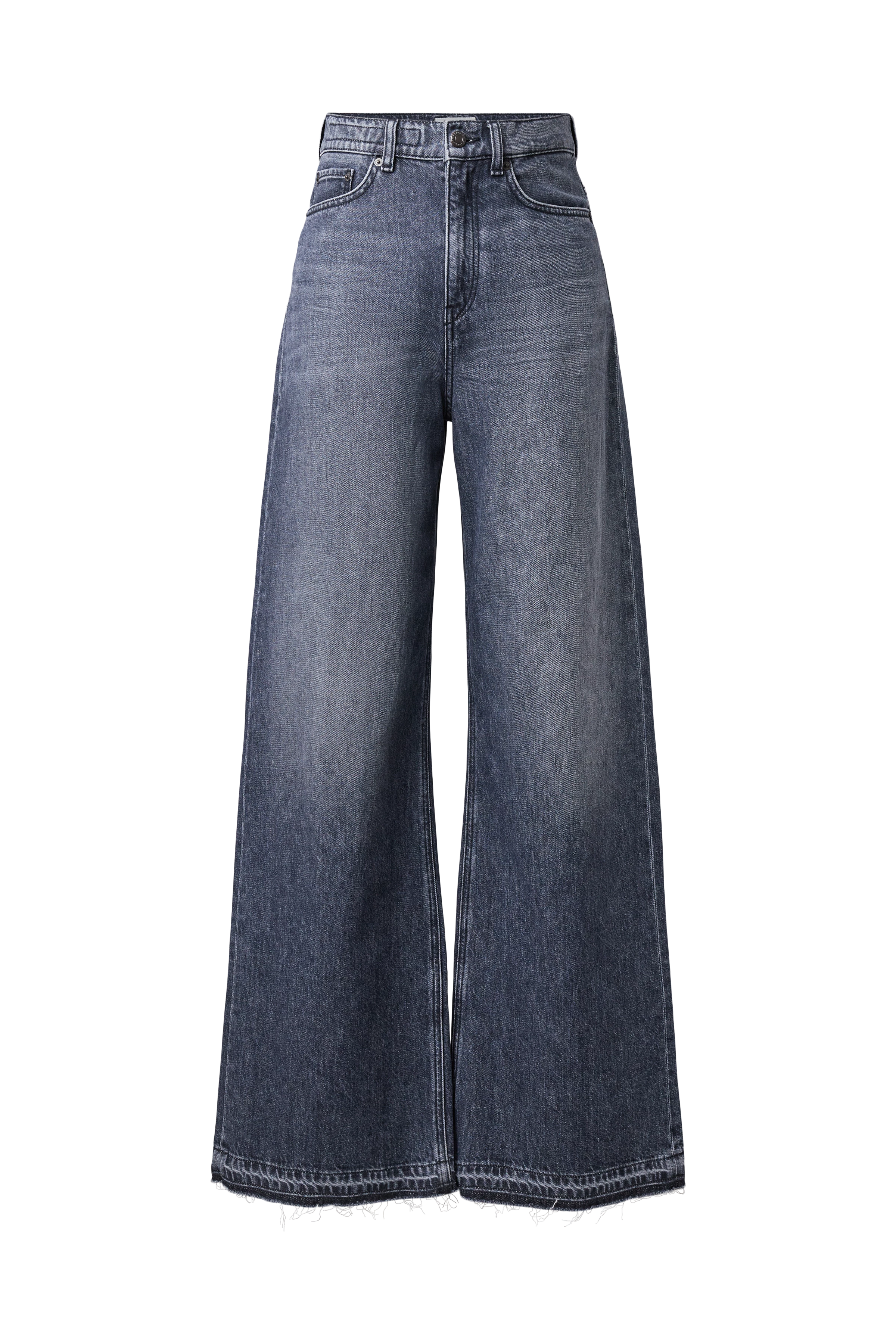 SEAR_1 - High Waist Denim with Wide Leg and Open Cut - women - blue - Freisteller Frontansicht