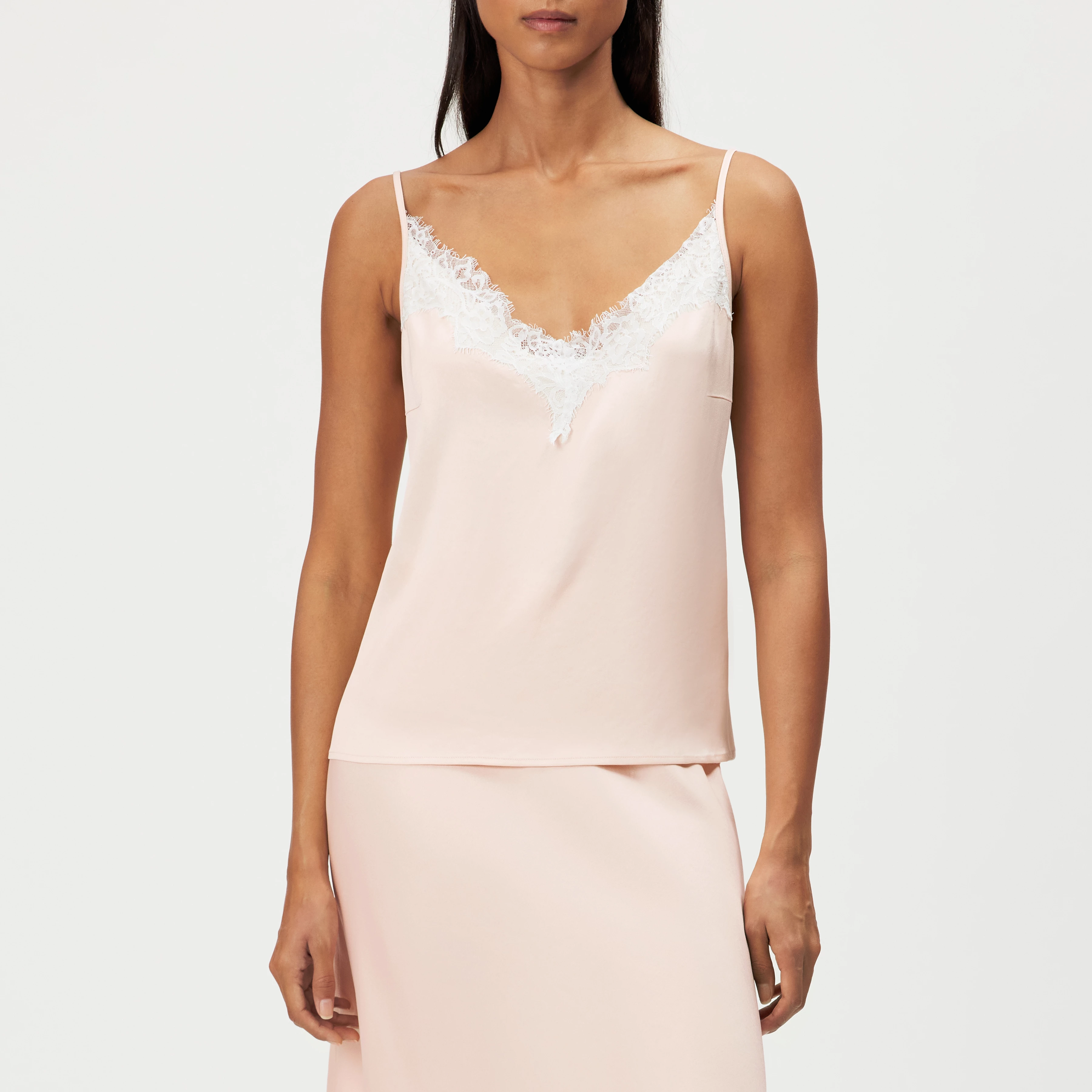 GIONA - V-neck camisole with lace insert - women - orange - Frontansicht