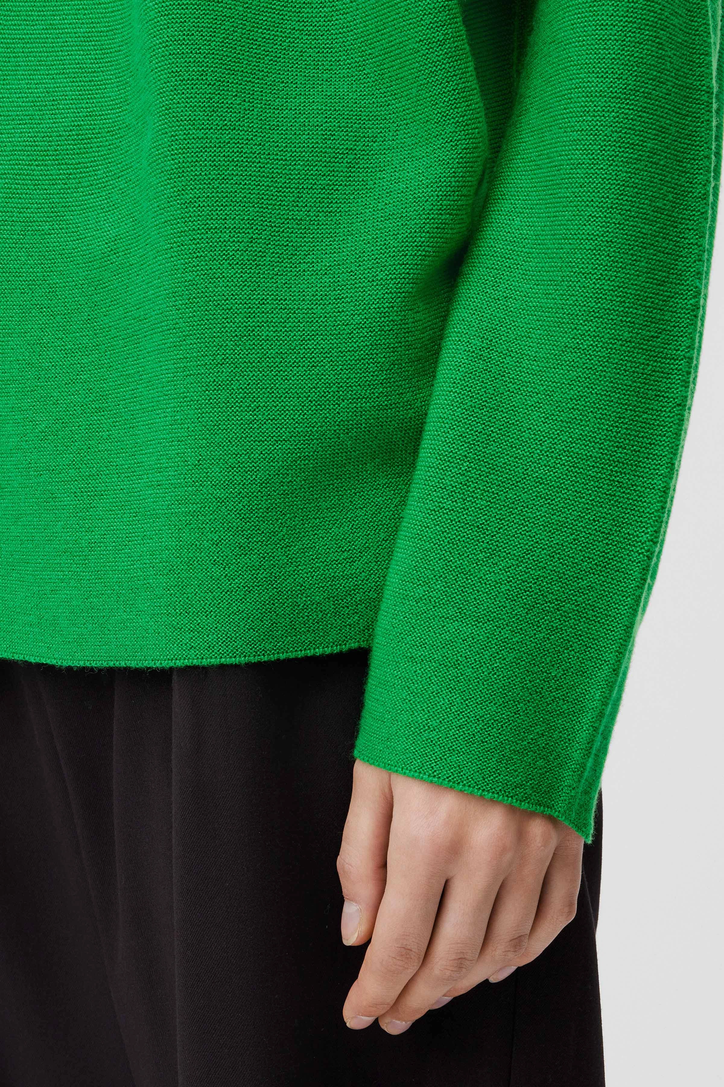 MAILA - Rundhalspullover aus Merinowolle - Damen - grün - Seitenansicht