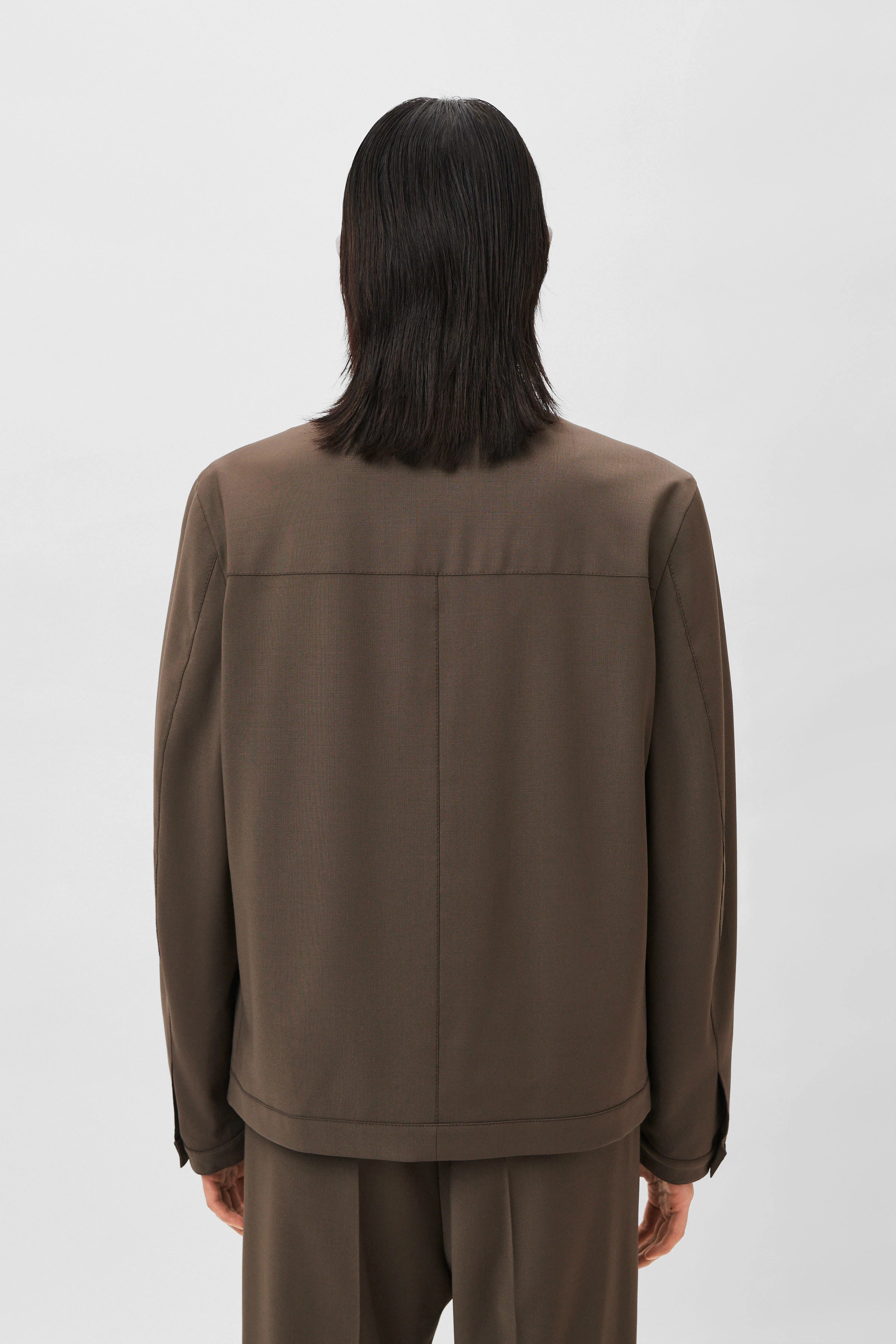 NESSO - sporty jacket with stand up collar and chest pocket - men - brown - Rückansicht