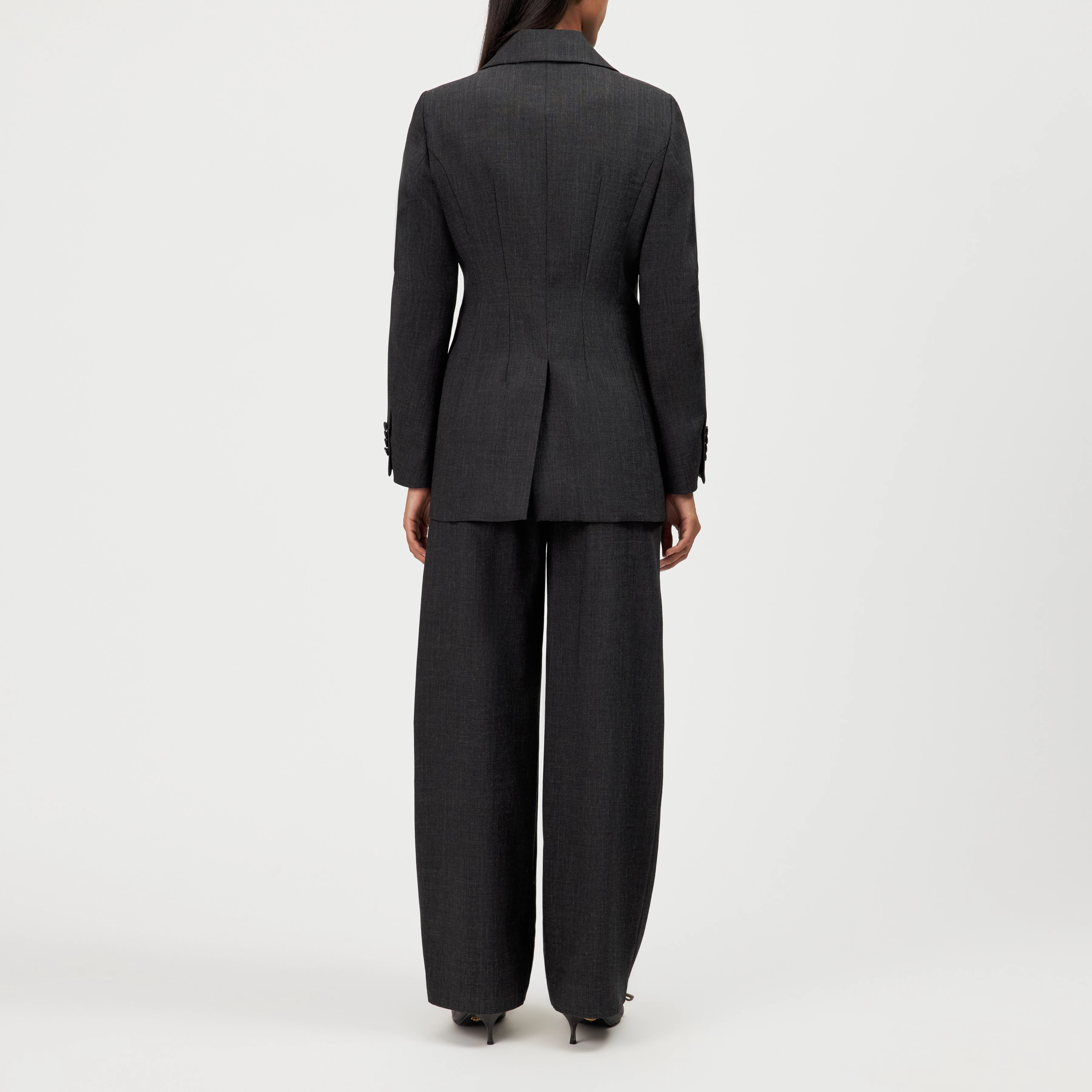 LINLEY - Long, slim-fit, single-button blazer - women - grey - Rückansicht