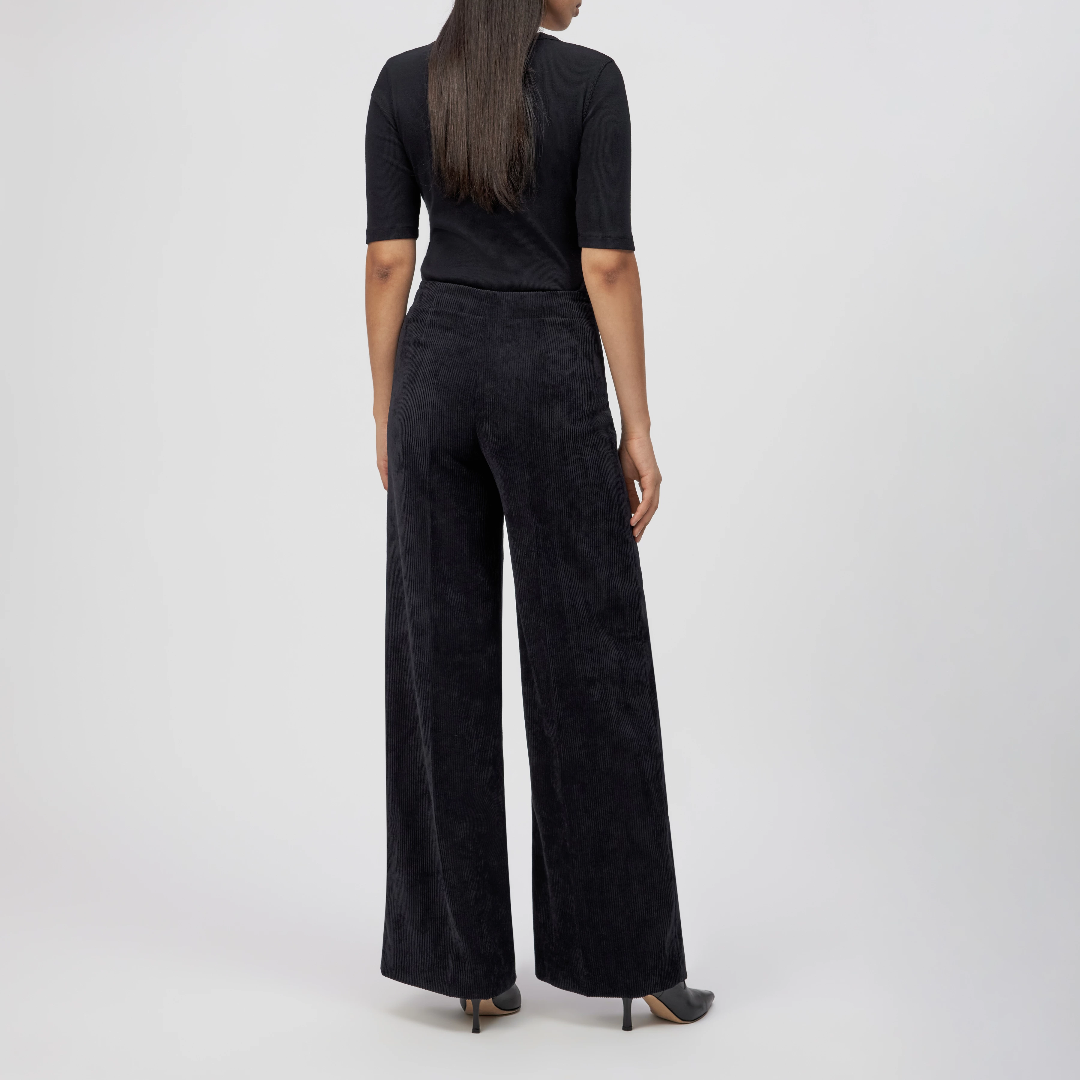 BEFORE - Marlenehose in Cord - Damen - schwarz - Rückansicht