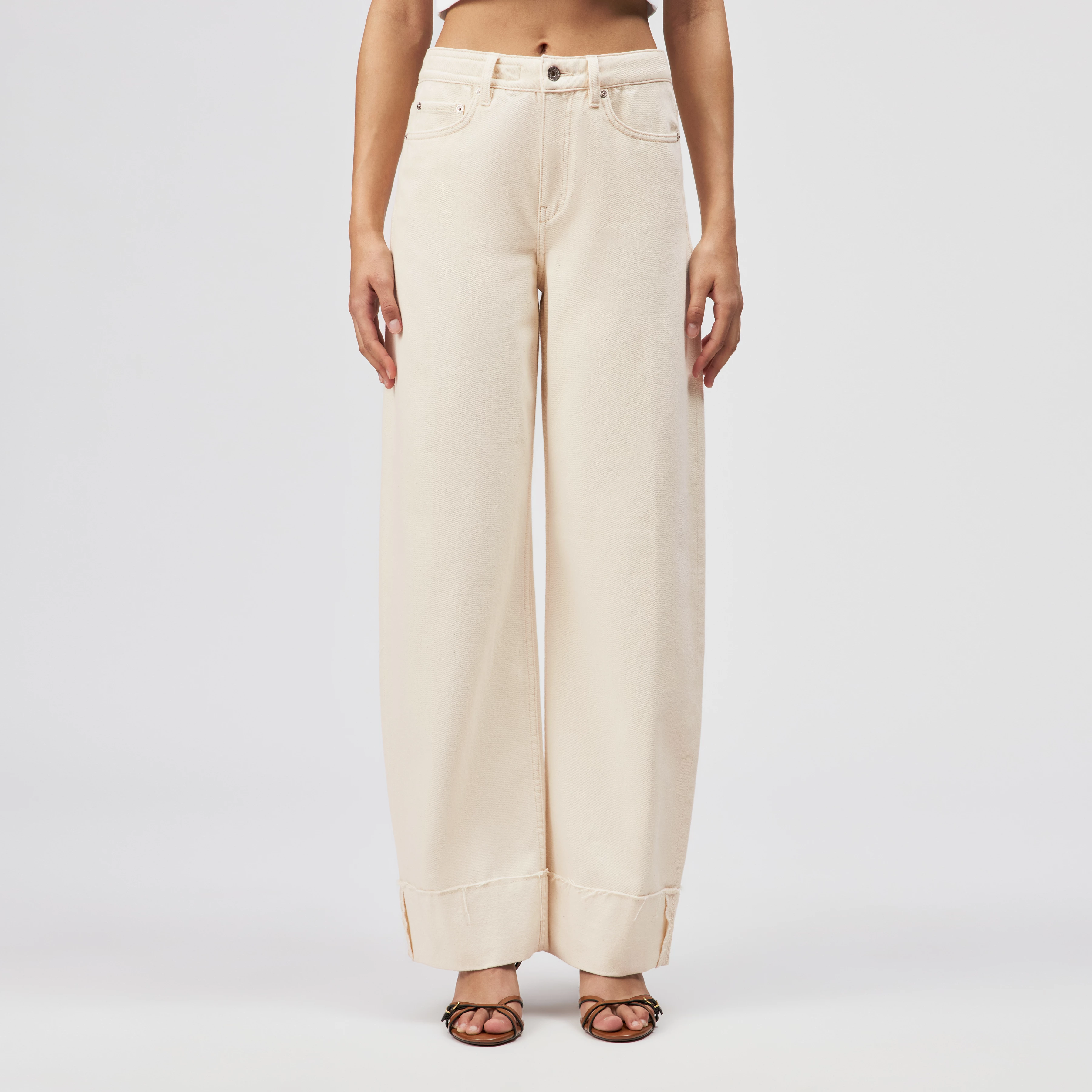 MEDLEY_2 - Mid-waist jeans in pure cotton - women - metal - Frontansicht