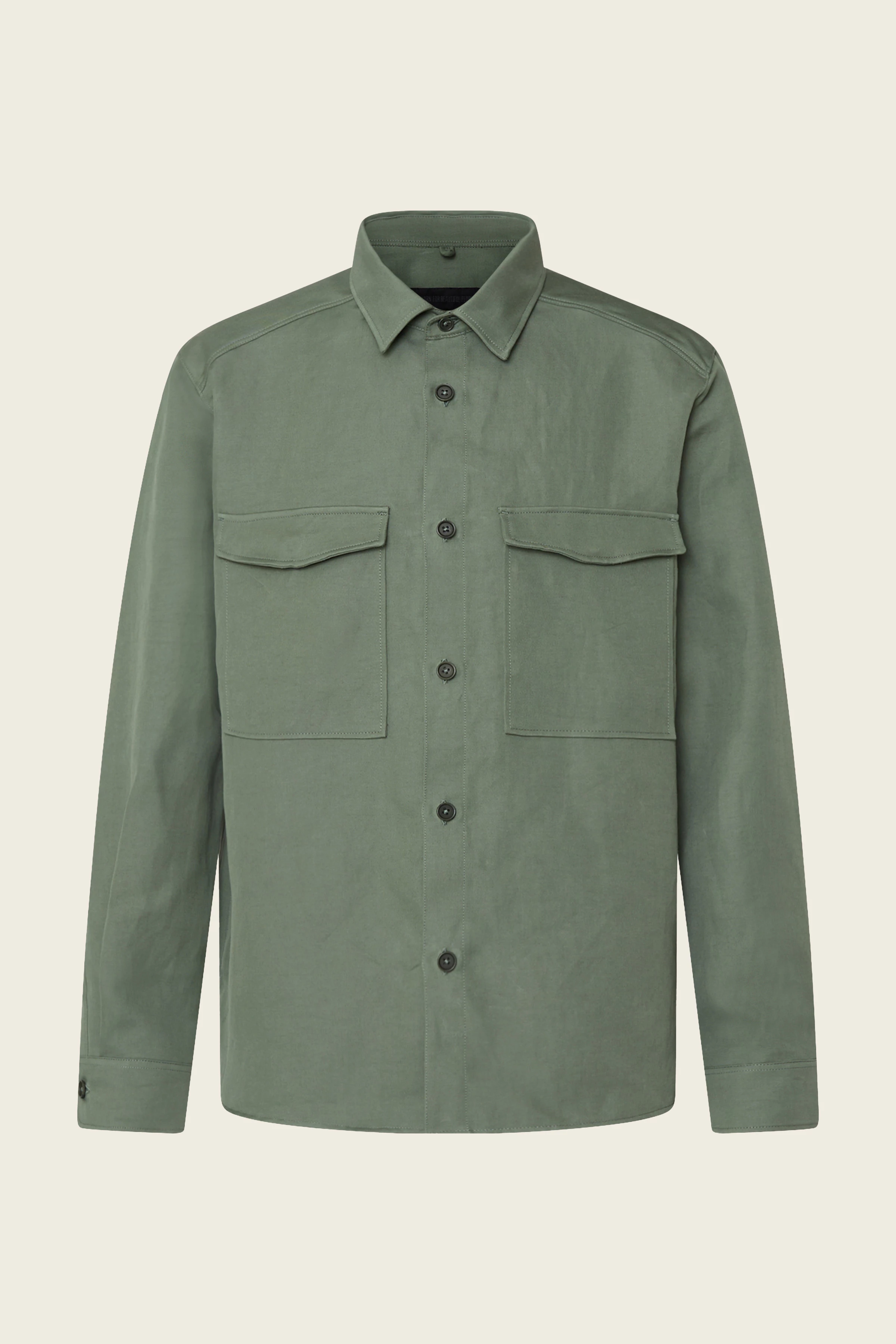 GUNRAY - Relaxed Fit Overshirt in Viskose-Baumwolle Twill - Herren - grün - Freisteller Frontansicht