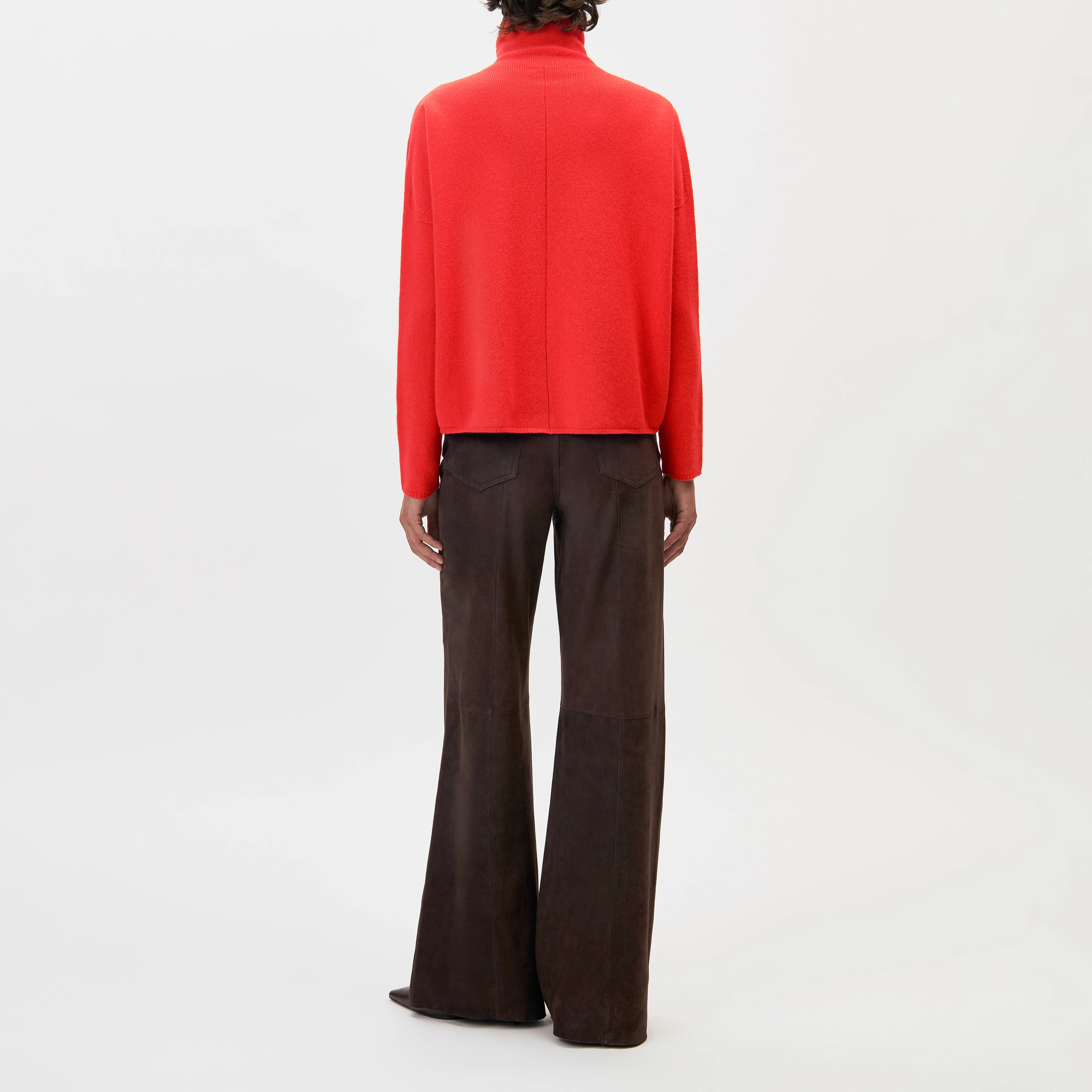LIORA - Egg-shape roll-neck jumper in pure new wool - women - red - Rückansicht
