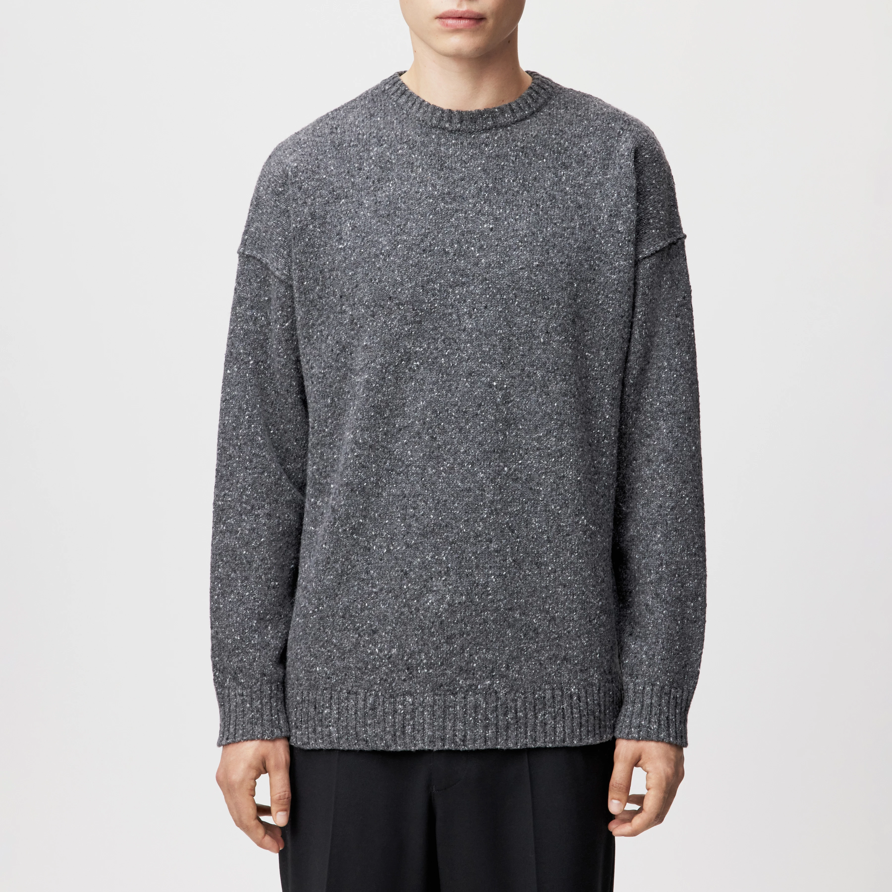 NEELIO - Pullover in Tweet Woll-Mischung - Herren - grau - Frontansicht