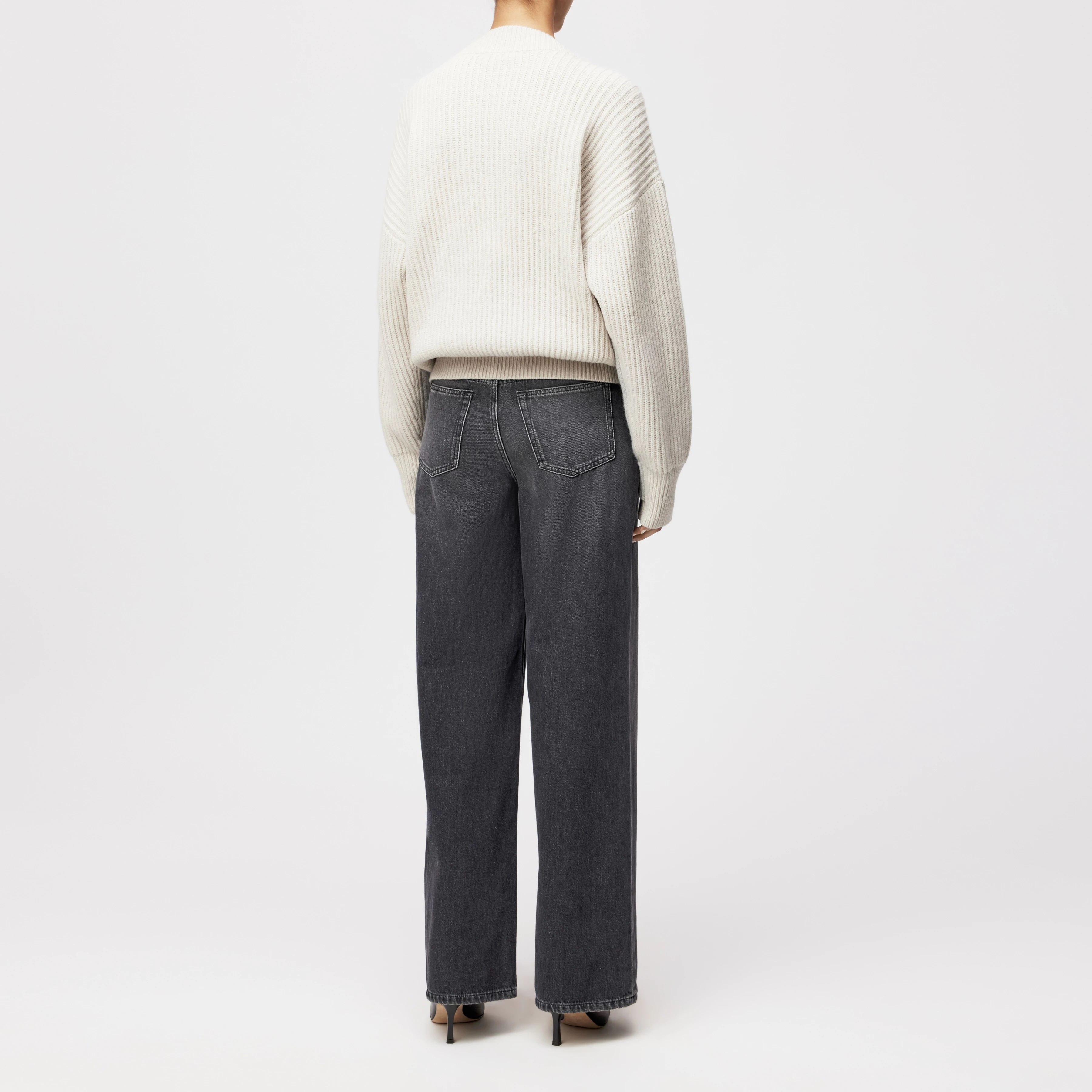 PASELIA - Oversized Pullover in Schurwolle - Damen - grau - Rückansicht