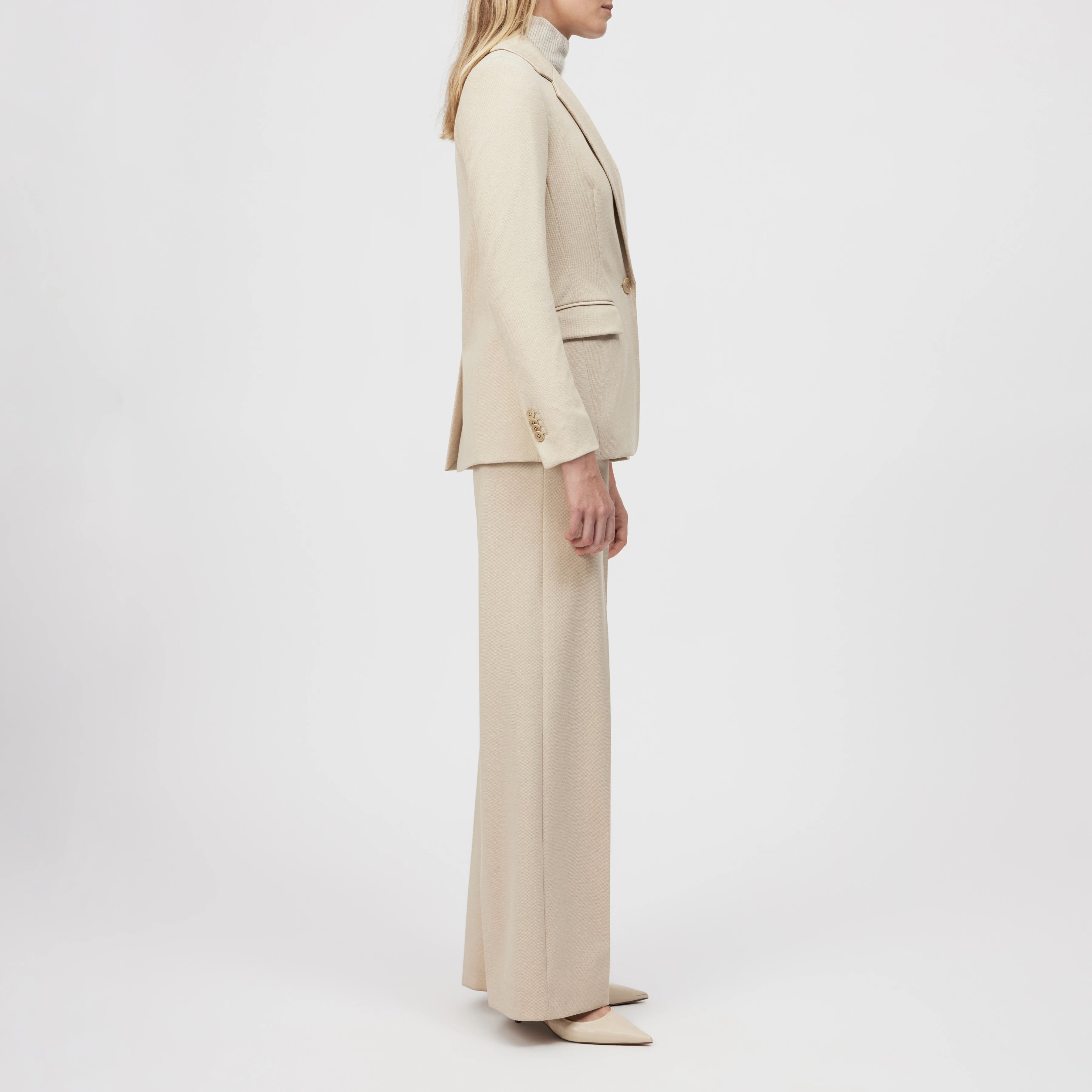 ATLIN_2 - Einknopf-Blazer in Jersey mit Dessin - Damen - braun - Seitenansicht