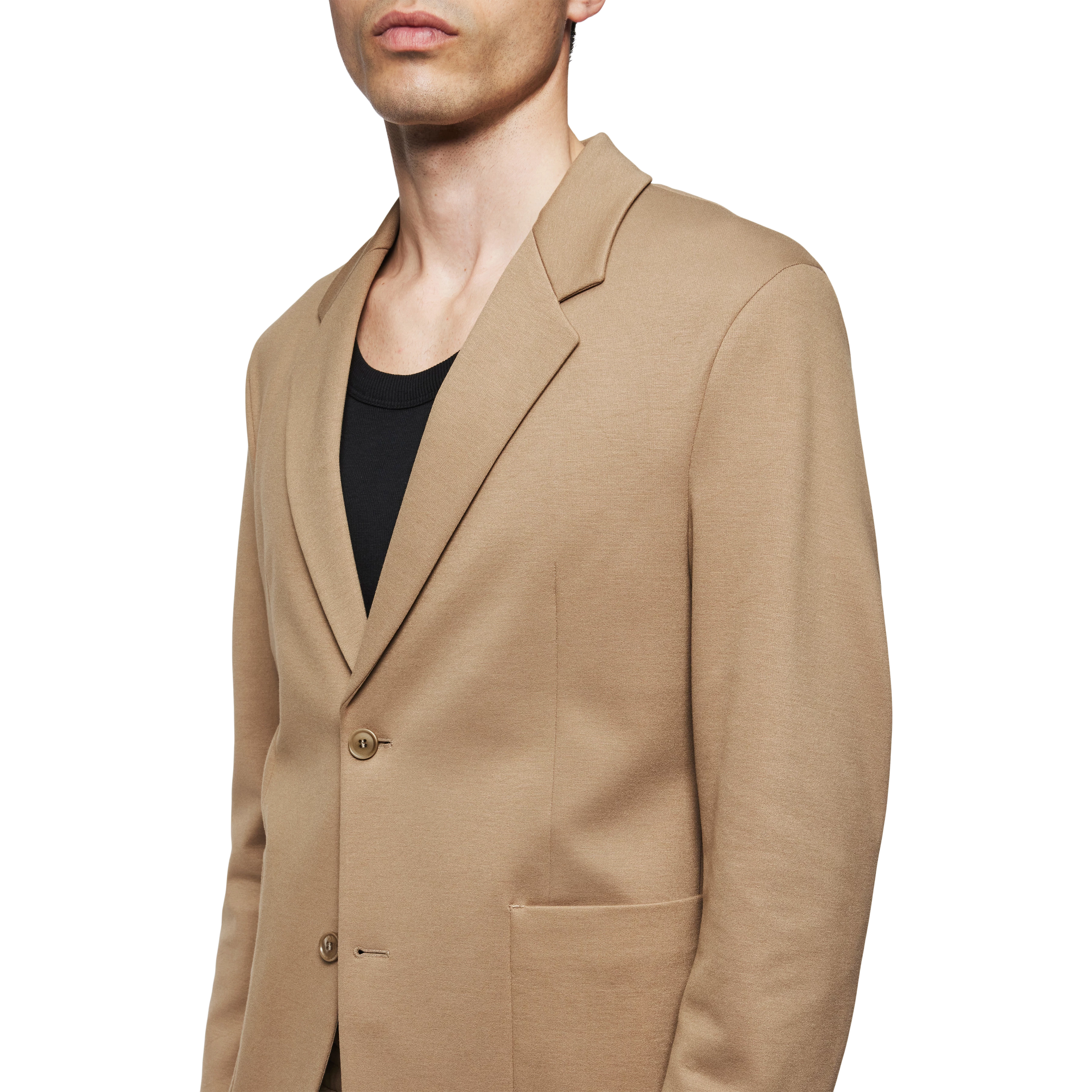 MARLS - Jekker met één rij knopen in jersey - heren - bruin - Detailansicht am Model