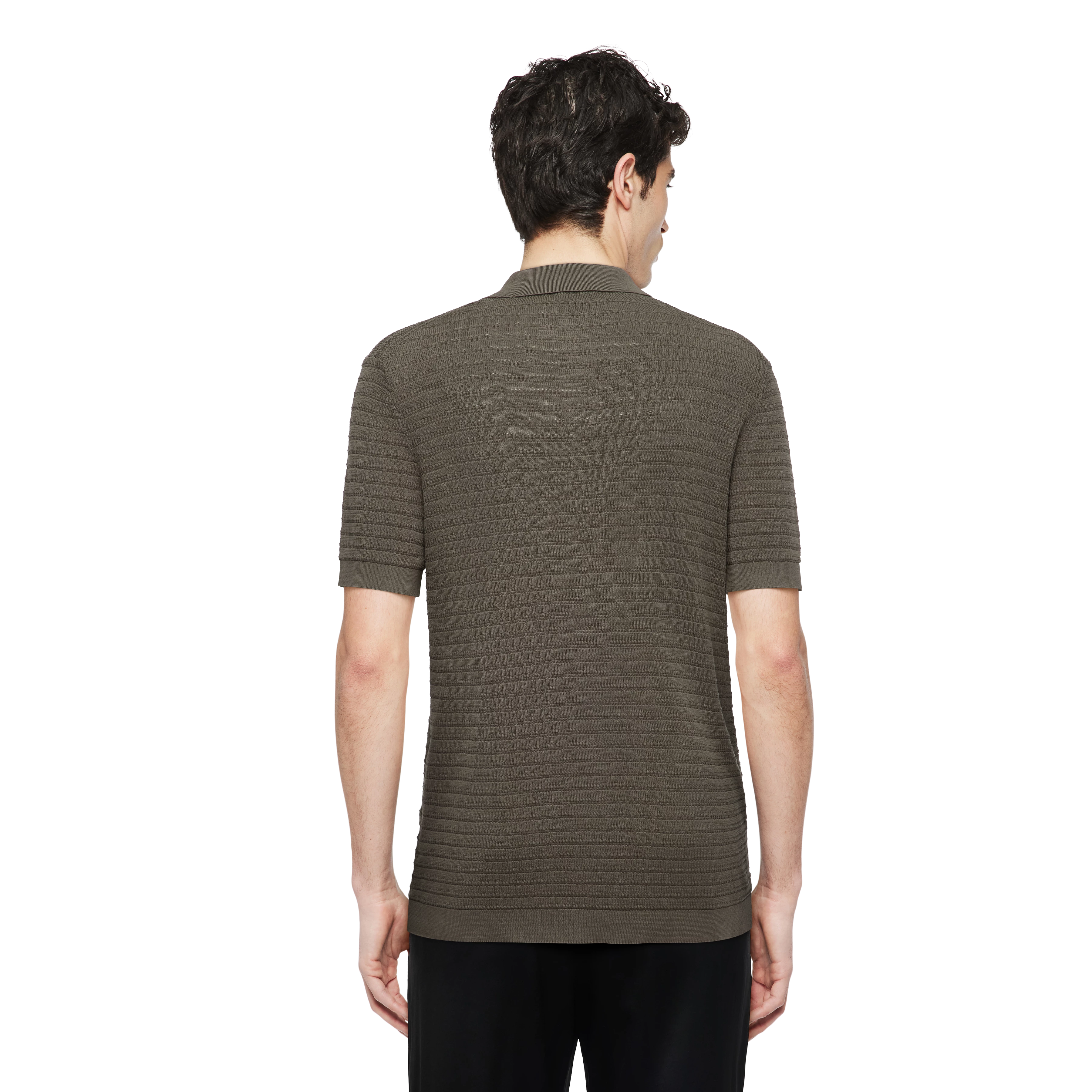 BRAIAN - Gebreide polo in gemerceriseerd katoen - heren - groen - Rückansicht