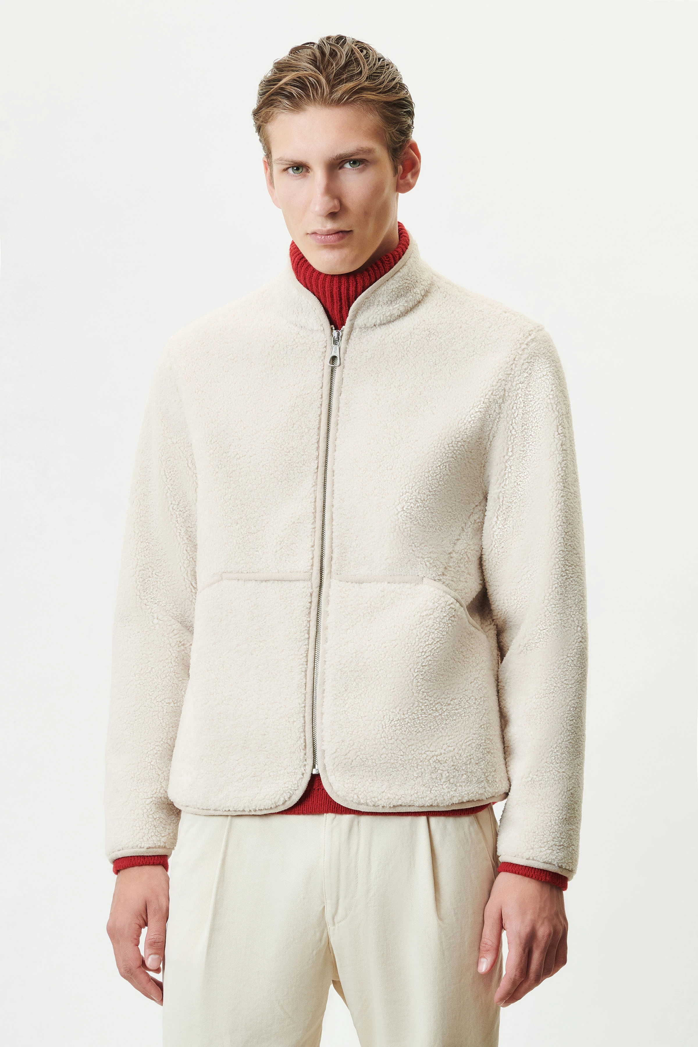 JAKONA - Jacke mit Stehkragen in Lammfell-Optik - Herren - braun - Frontansicht