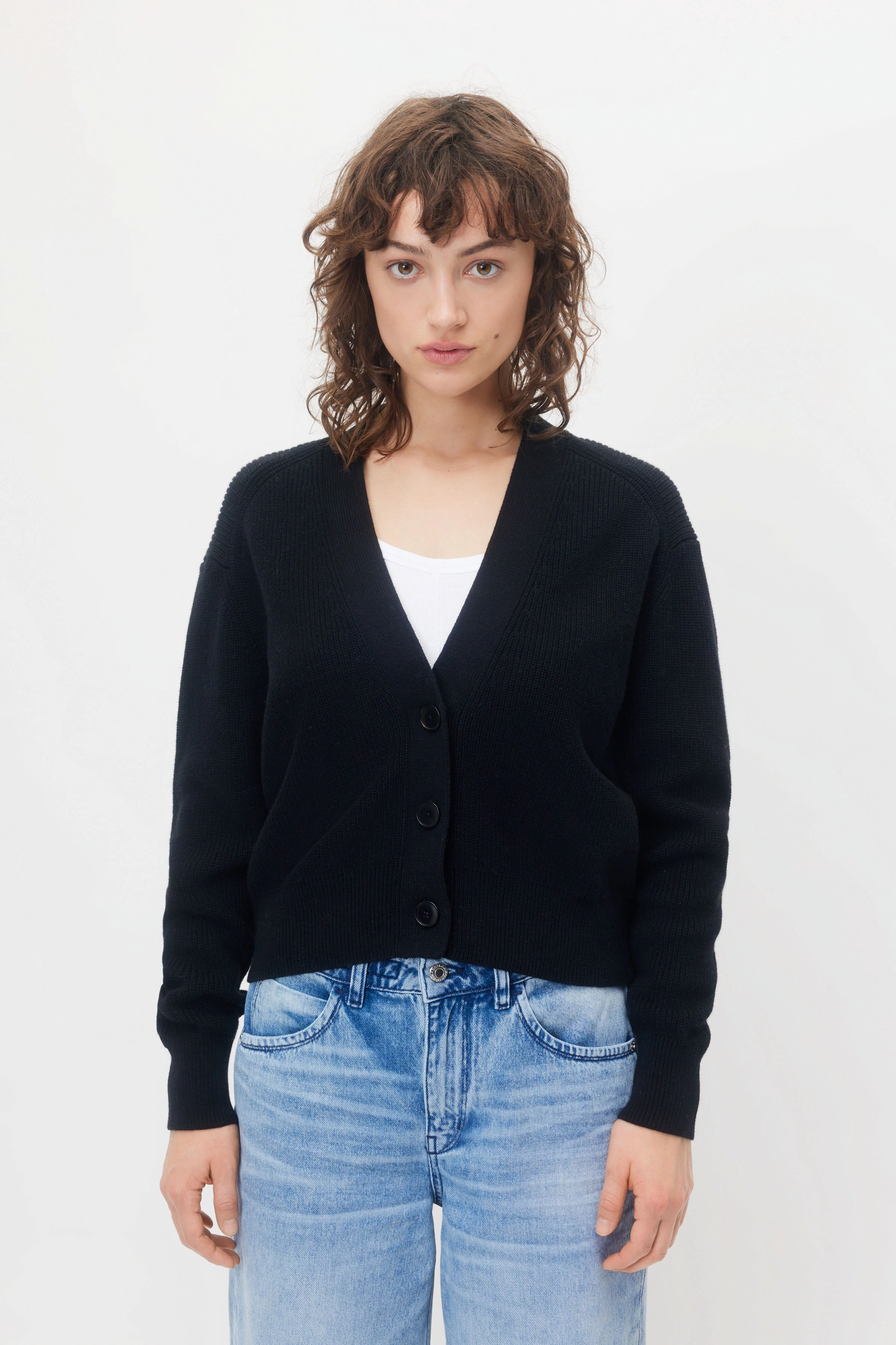 SIDALY - Strickjacke in Cotton-Cashmere - Damen - schwarz - Frontansicht