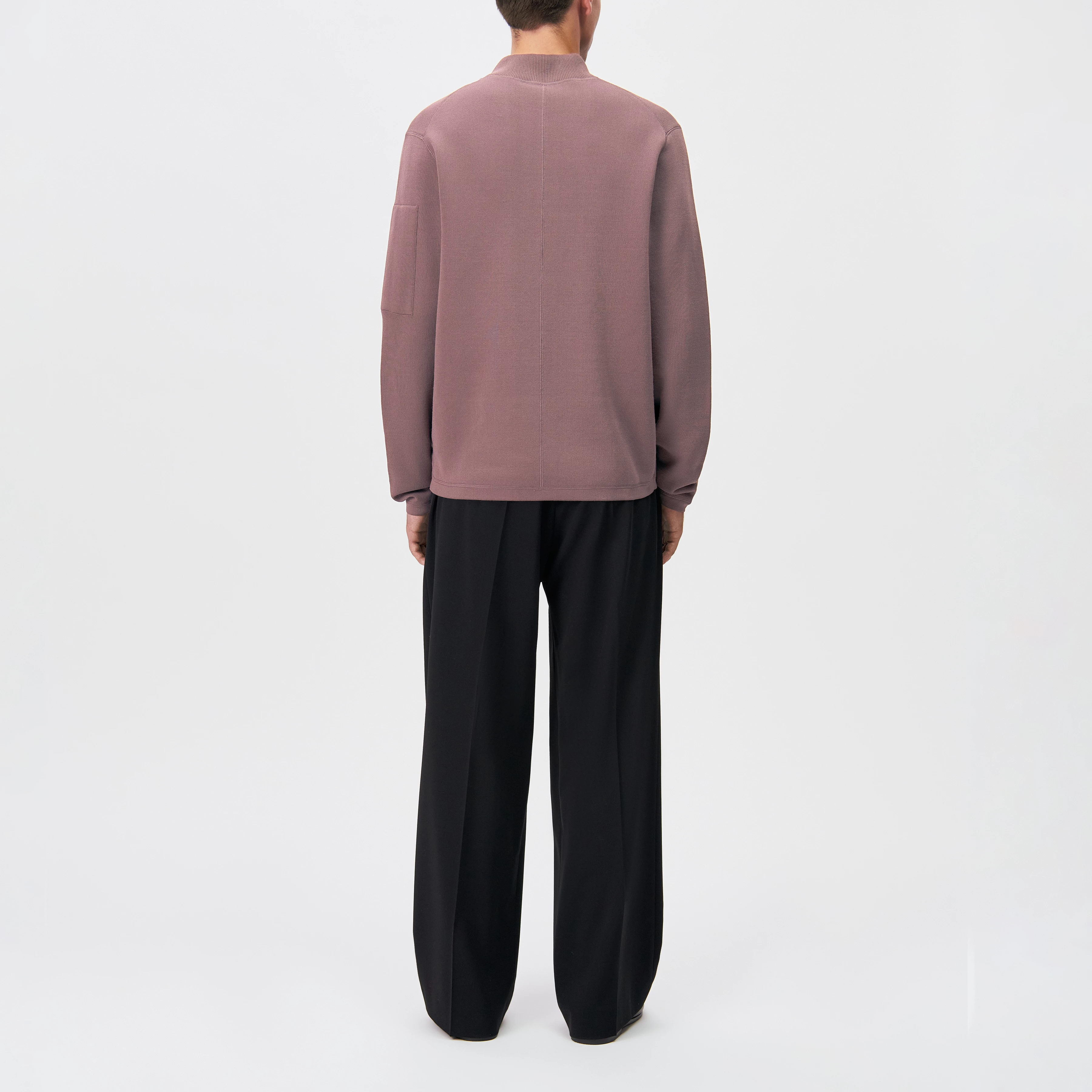 TARVIK - Half-zip jumper with stand collar in pure wool - men - red - Rückansicht